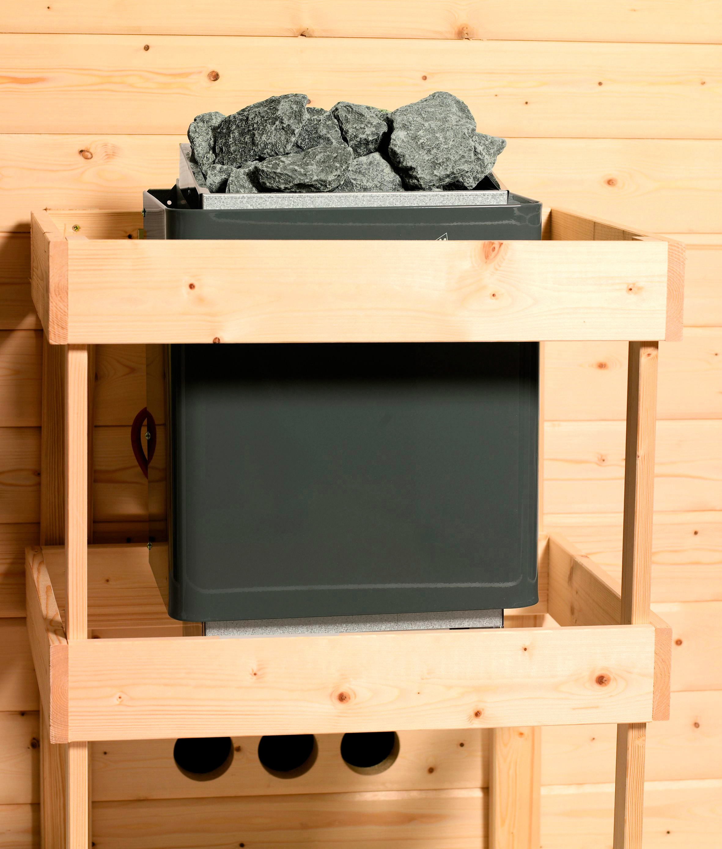 Karibu Sauna »Tomke«, 3,6-kW-Plug & Play Ofen mit integrierter Steuerung