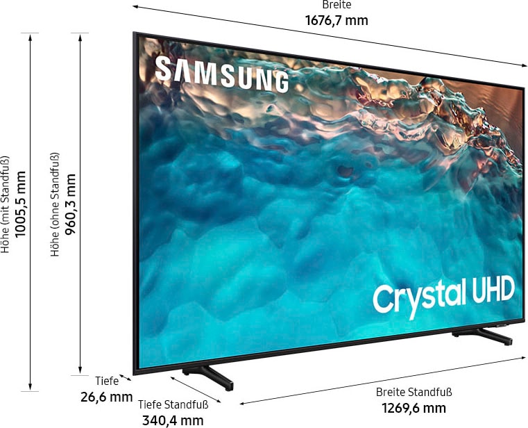 Samsung LED-Fernseher »GU75BU8079U«, 4K Ultra HD, Smart-TV, Crystal Prozessor 4K,HDR,Motion Xcelerator