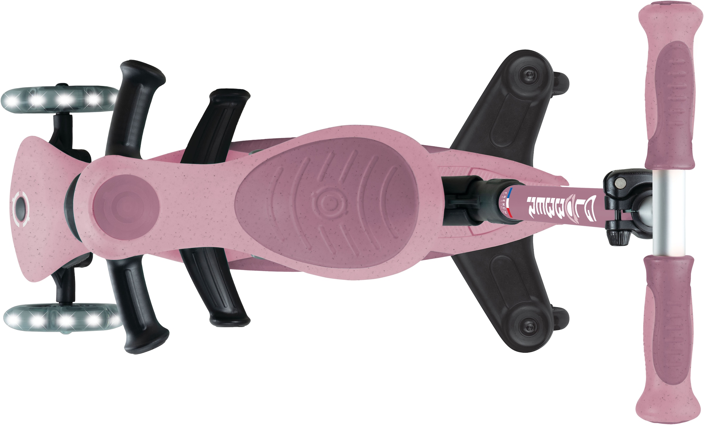 Globber Tretroller »GO-UP DELUXE LIGHTS ECO 360, mit Leuchtrollen« Aufsitzrad mit Schubstange, Laufrad und Scooter