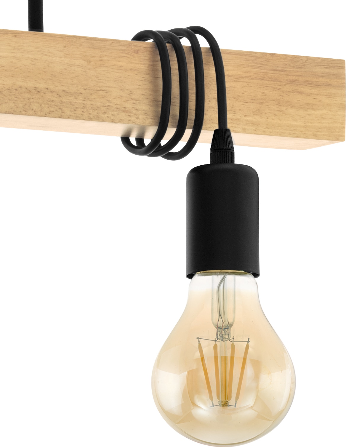 EGLO Pendelleuchte »TOWNSHEND«, 4 flammig, Leuchtmittel E27 | ohne Leuchtmittel, schwarz, braun / L70 x H110 x B10,5 cm / Vintage / Retro / Esstisch