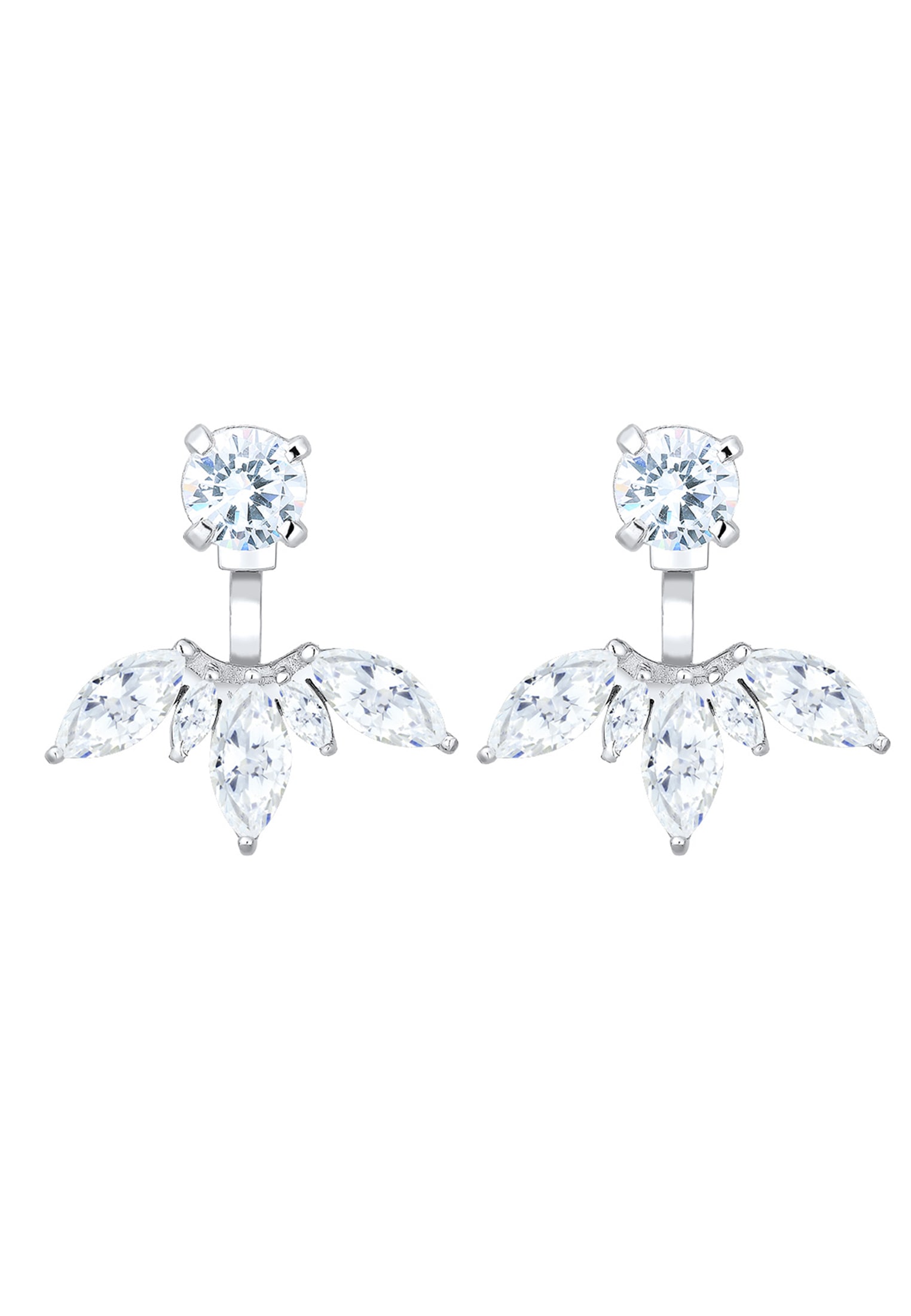 Elli Paar Ohrhänger »Ohrringe Floral Ear Jackets Zirkonia Weiß 925 Sterling Silber«