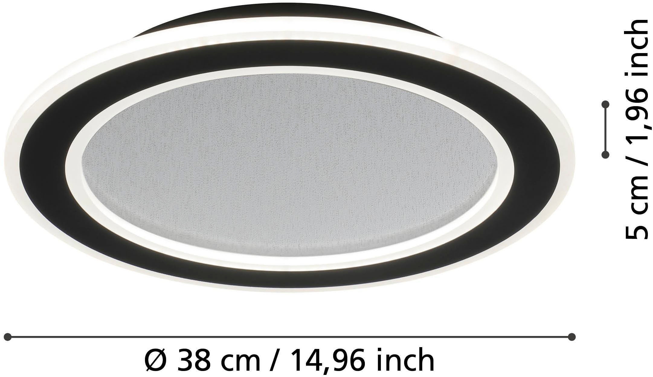 EGLO Deckenleuchte »Macchoni Deckenlampe, Kristall Deckenleuchte mit Fernbedienung, Lampe« LED-Modul 1 Stk. Kaltweiß | Neutralweiß | Warmweiß Wand-/Deckenleuchte - H5 x Ø38 cm - schwarz, weiß - 20W inkl.