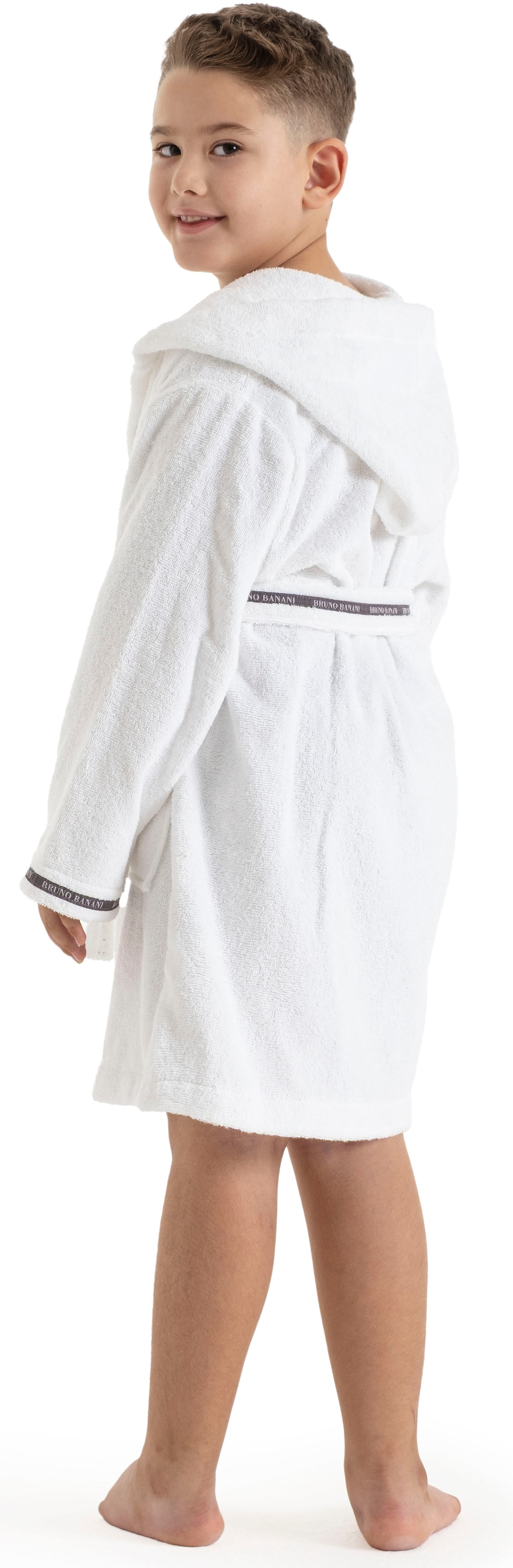 Bruno Banani Kinderbademantel »Danny, Ideal für Zuhause, Schwimmbad oder im Urlaub«, (1 St.), mit Logostreifen, aus 100% Baumwolle