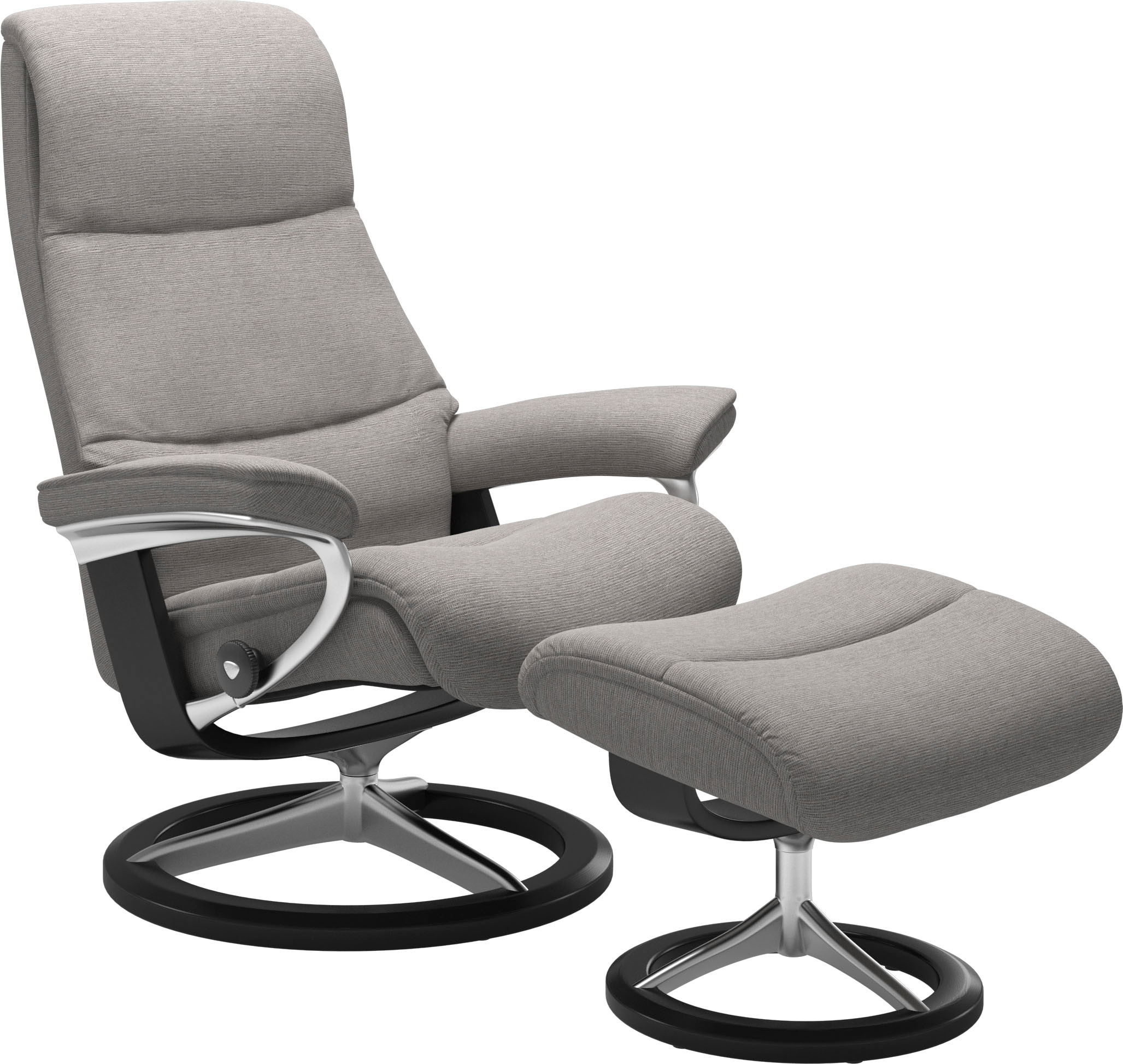 Stressless® Relaxsessel »View«, (Set, Relaxsessel mit Hocker), mit Signature Base, Größe M,Gestell Schwarz