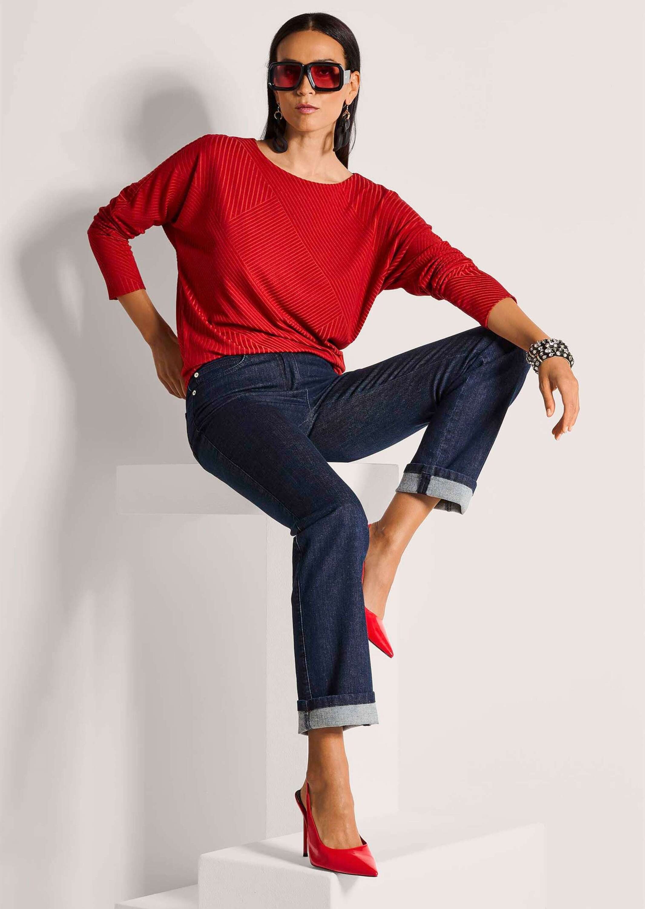 MADELEINE Langarmshirt »Shirt Shirt mit Fledermausärmeln und Struktur«