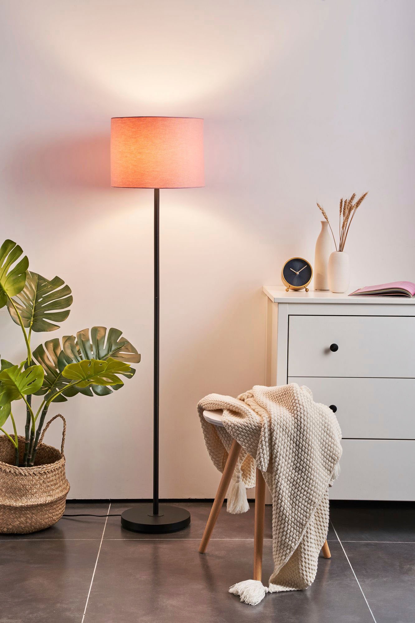 Pauleen Stehlampe »Grand Reverie«, 10 flammig, Leuchtmittel E27 | ohne Leuchtmittel, E27, Stoffschirm Rosa