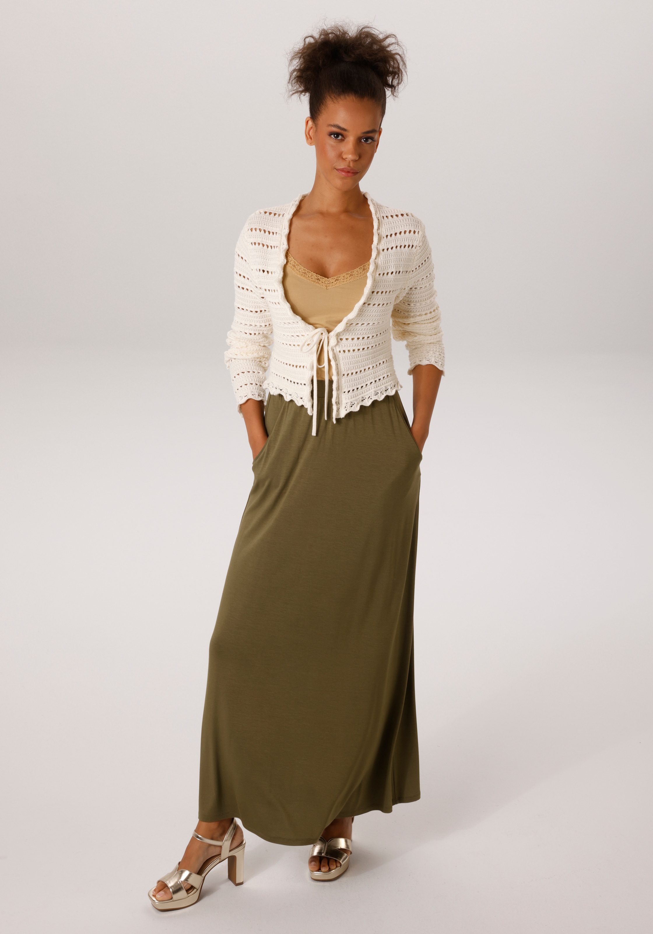 Aniston CASUAL Strickjacke im trendigen Ajour-Muster-Mix - NEUE KOLLEKTION