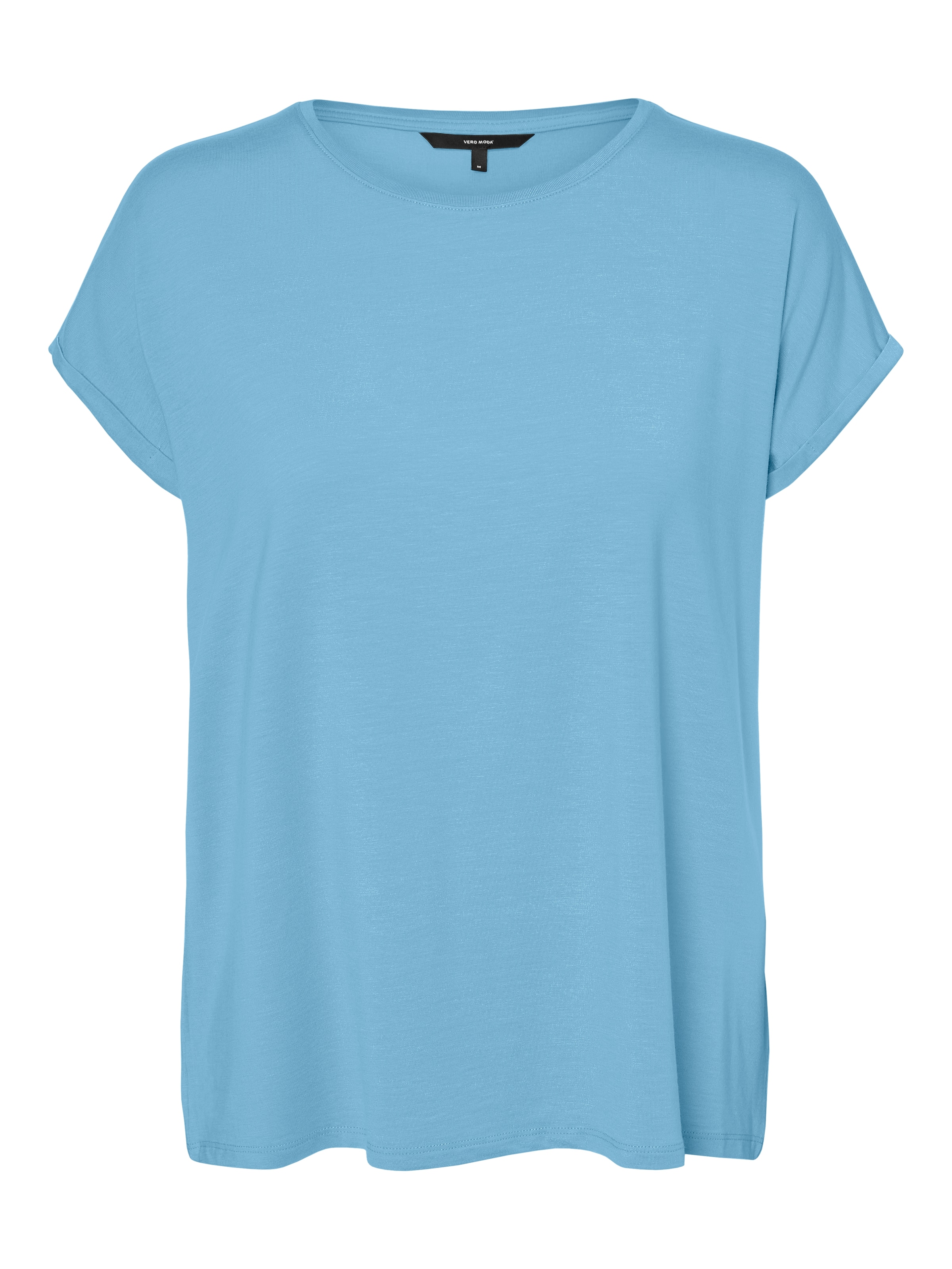 Vero Moda Rundhalsshirt »VMAVA PLAIN SS TOP GAJRS NOOS« Materialmix, regular fit