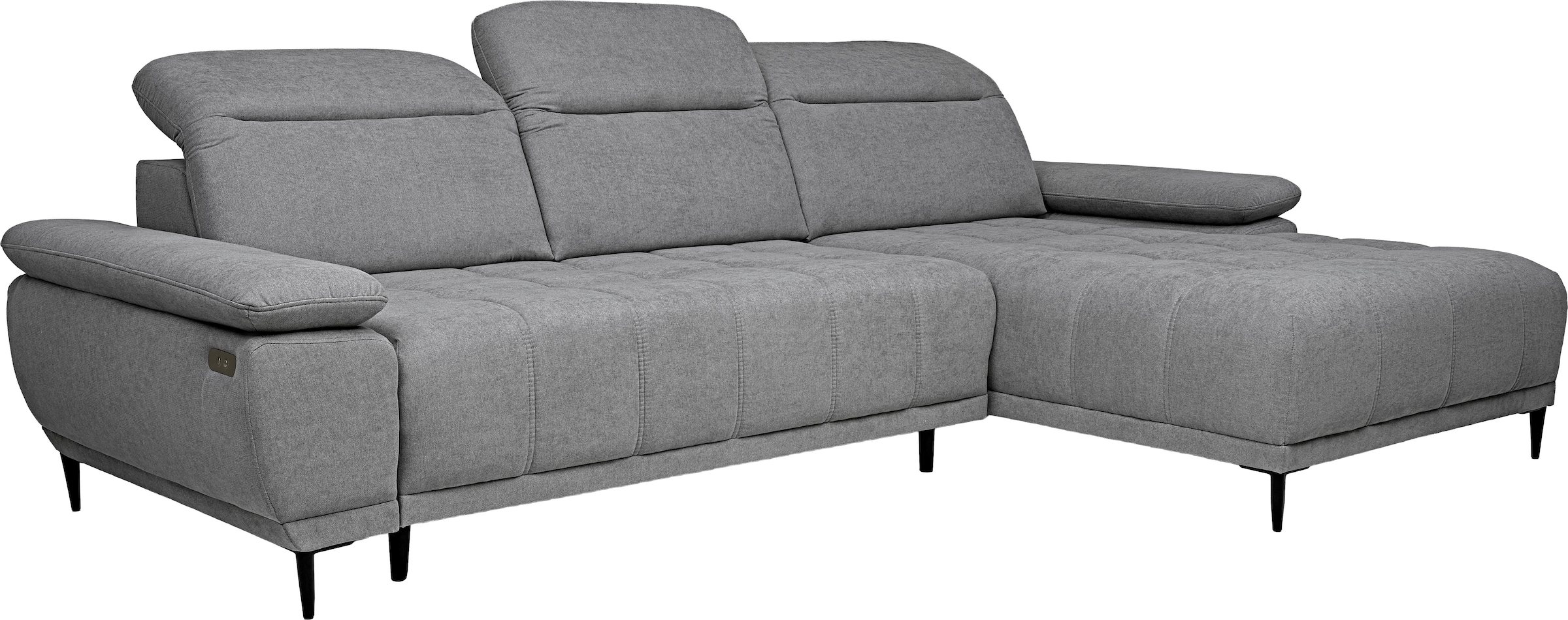 WERK2 Ecksofa »Focus-S, 277 cm breit, elek. Sitztiefenverst., verst. Kopfteile« Luxus-Microfaser weich, L-Form, XXL, elektrische Sitztiefenverstellung