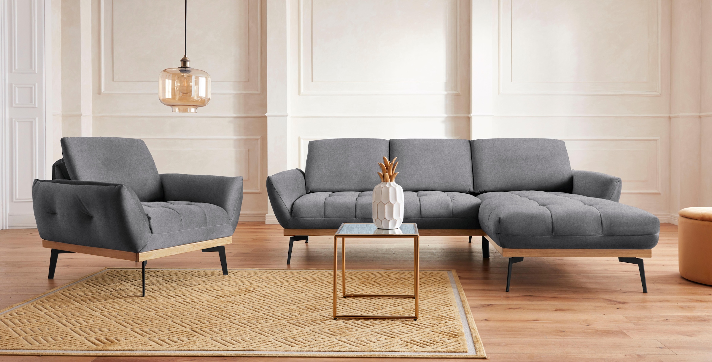 Guido Maria Kretschmer Home&Living Ecksofa »Palíc, inkl. Rückenverstellung, bequem, elegant, Breite 245cm, L-Form«