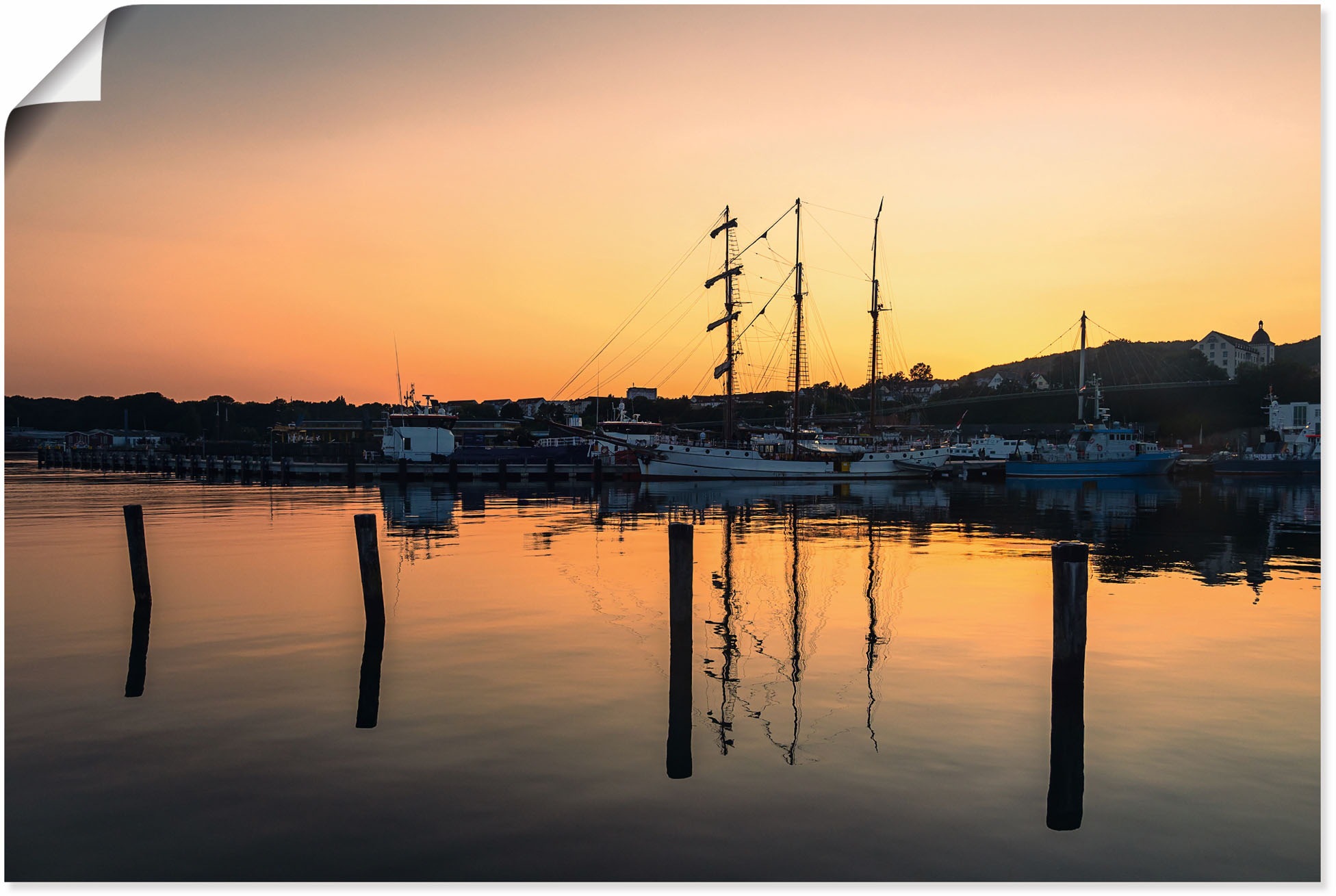 Artland Wandbild »Hafen von Sassnitz auf der Insel Rügen«, (1 Stück), in vielen Größen & Produktarten - Alubild / Outdoorbild für den Außenbereich, Leinwandbild, Poster, Wandaufkleber / Wandtattoo auch für Badezimmer geeignet