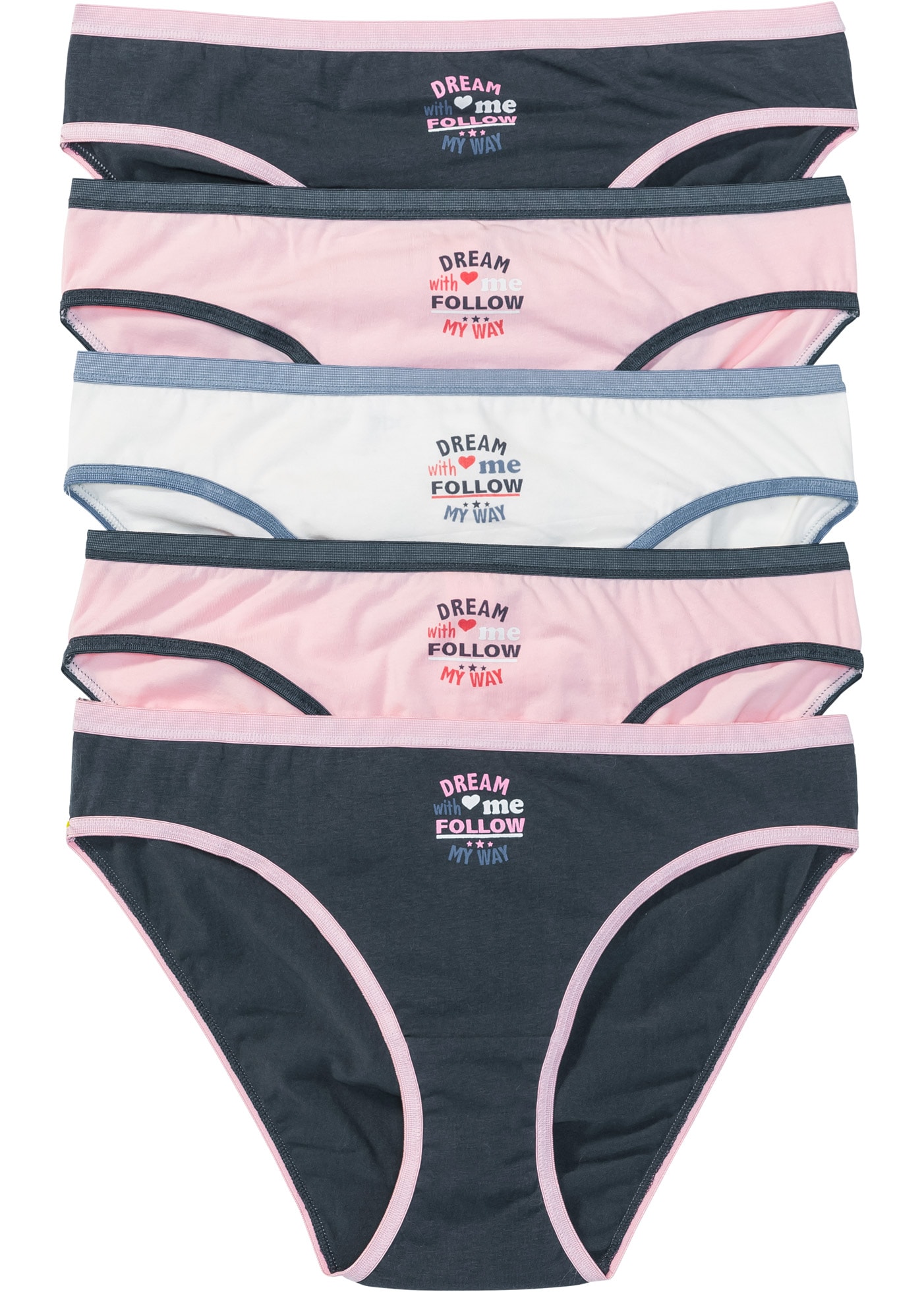 bonprix Slip »Slip (5er Pack)« Packung, 5 Stk. mit dekorativen Bündchen in Kontrastfarbe, weiche Materialqualität