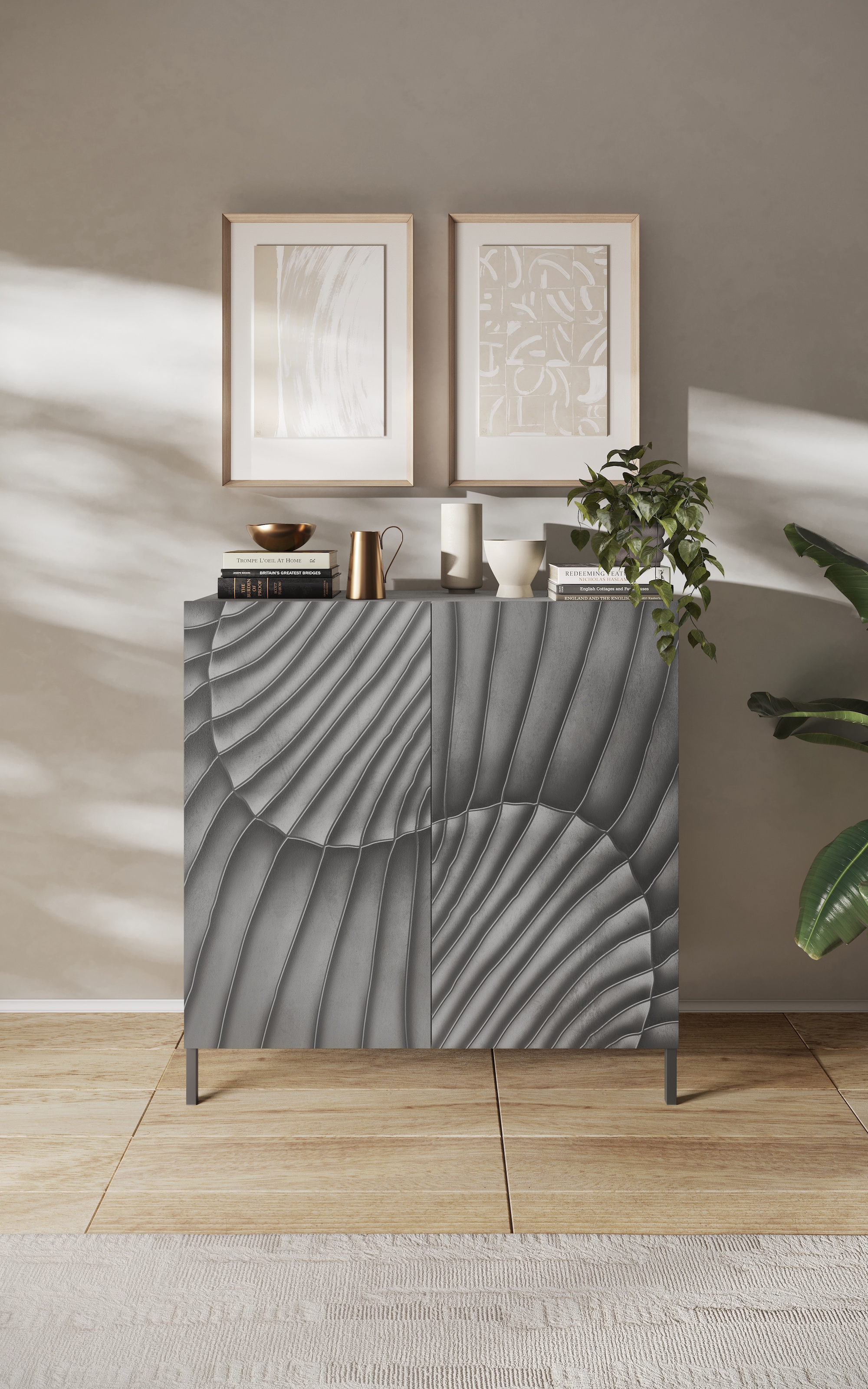 INOSIGN Highboard »Snake, Kommode, Anrichte, Stauraummöbel, Höhe 123 cm, Breite 121 cm«, moderne Wohnmöbel, 2 Türen, viel Stauraum, stilvoll und funktional
