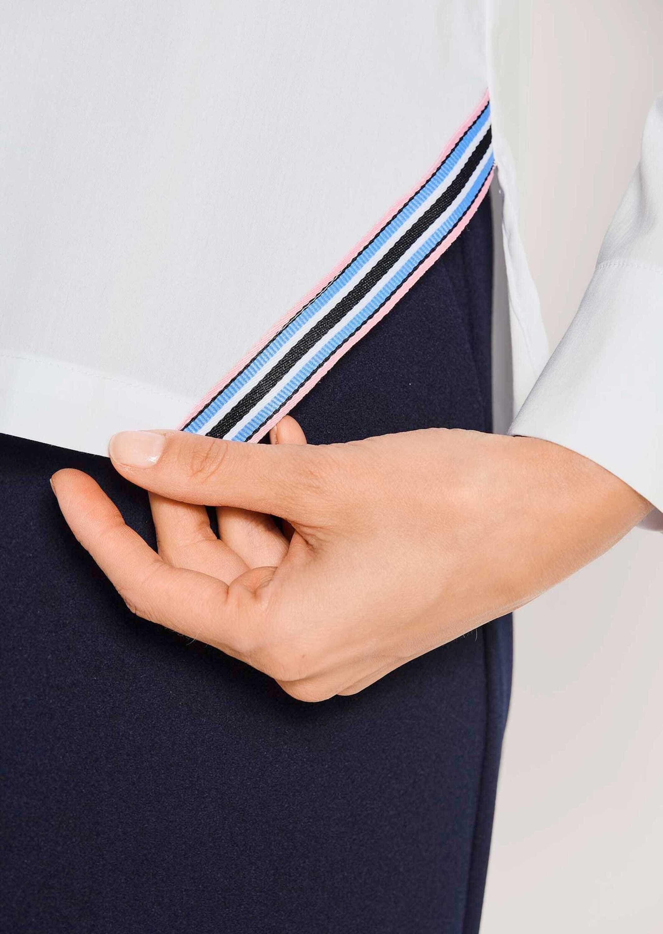 MADELEINE Langarmbluse »Hemdbluse Baumwollbluse mit Kontrastdetails« Seitenschlitze