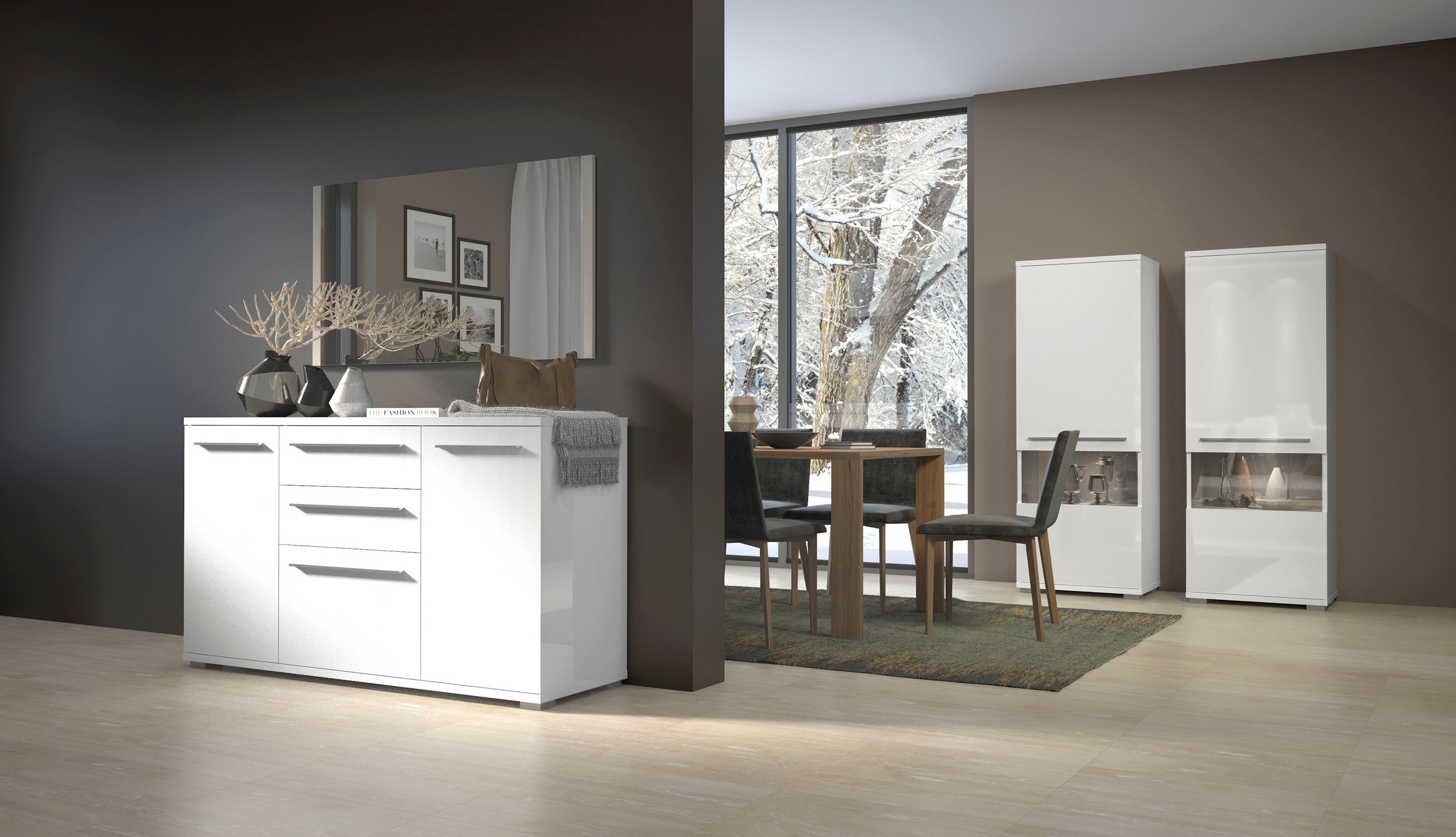 Places of Style Vitrine »Piano«, UV lackiert, Soft-Close Funktion