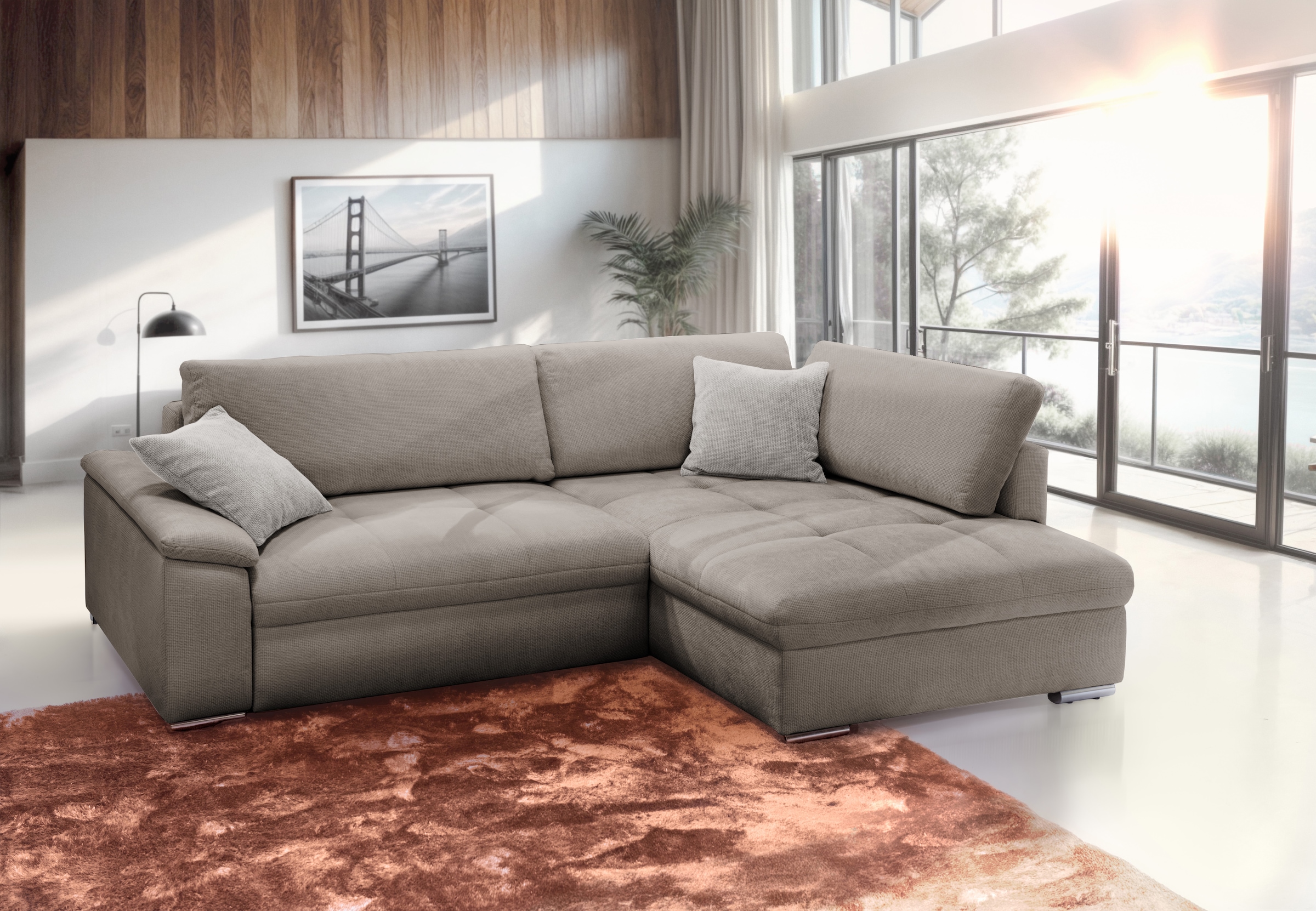 exxpo - sofa fashion Ecksofa »Casa Grande inkl. Bettfunktion, Bettkasten, OTTOs Choice, bequem«, L-Form, guter Sitzkomfort, grioße Liegefläche
