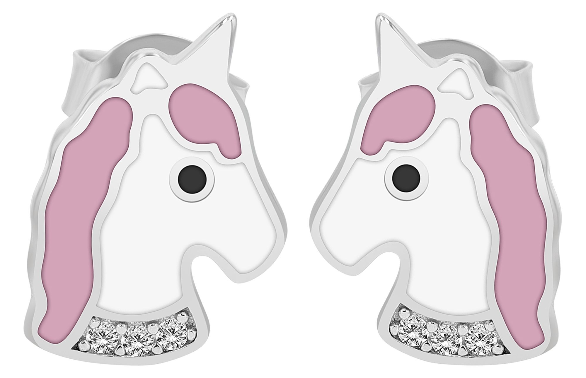 Adelia´s Paar Ohrstecker »Kinder Ohrringe ¿ Ohrstecker Einhorn aus 925 Silber mit Emaille«