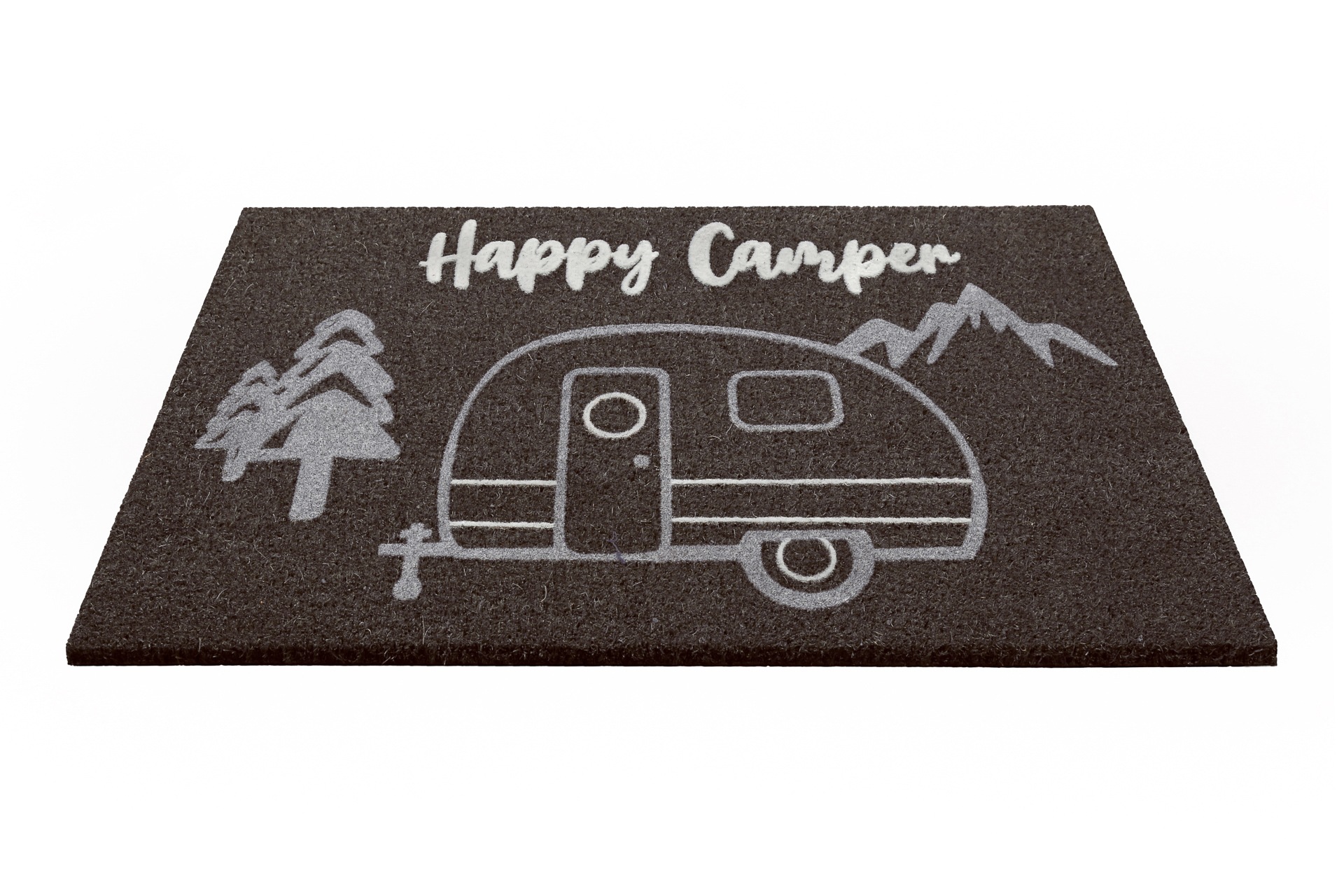 Wecon home Fußmatte »Happy Camper«, rechteckig, 18 mm Höhe, nachhaltig, rutschfest, robust, innen, Außenbereiche überdacht, schwer