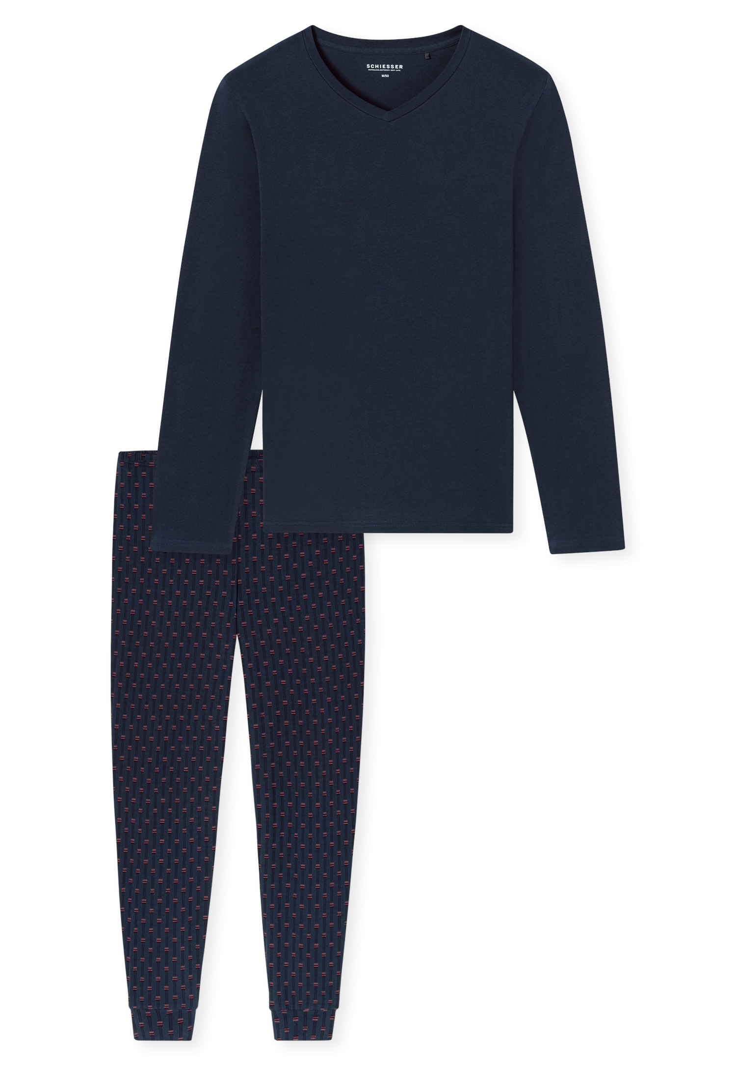 Schiesser Schlafanzug »Casual Essentials« 2 tlg. mit bequemen Bündchen