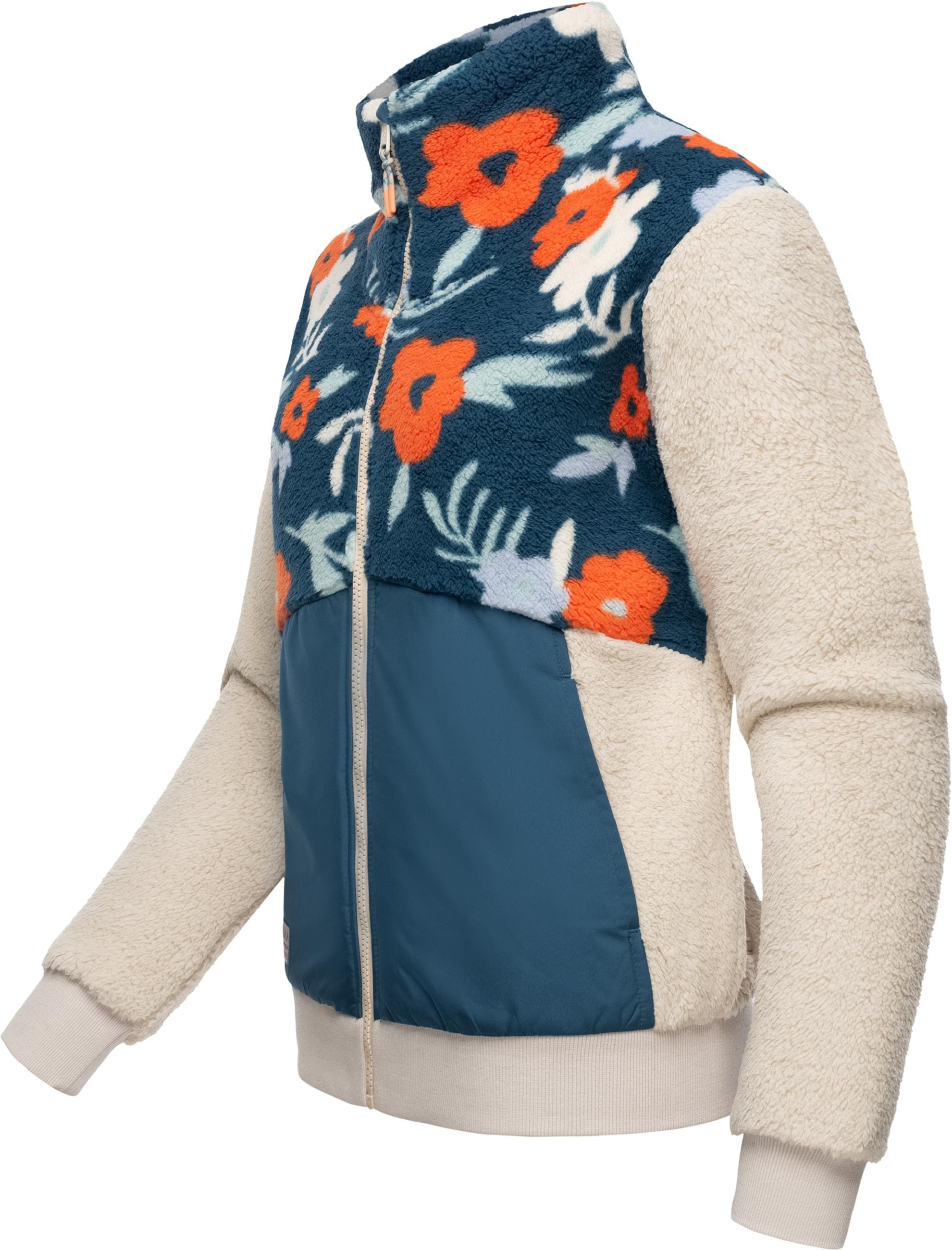 Ragwear Sweatjacke »Fleecejacke Madaras Flower«, Flauschige Damen Übergangsjacke aus Teddyfleece