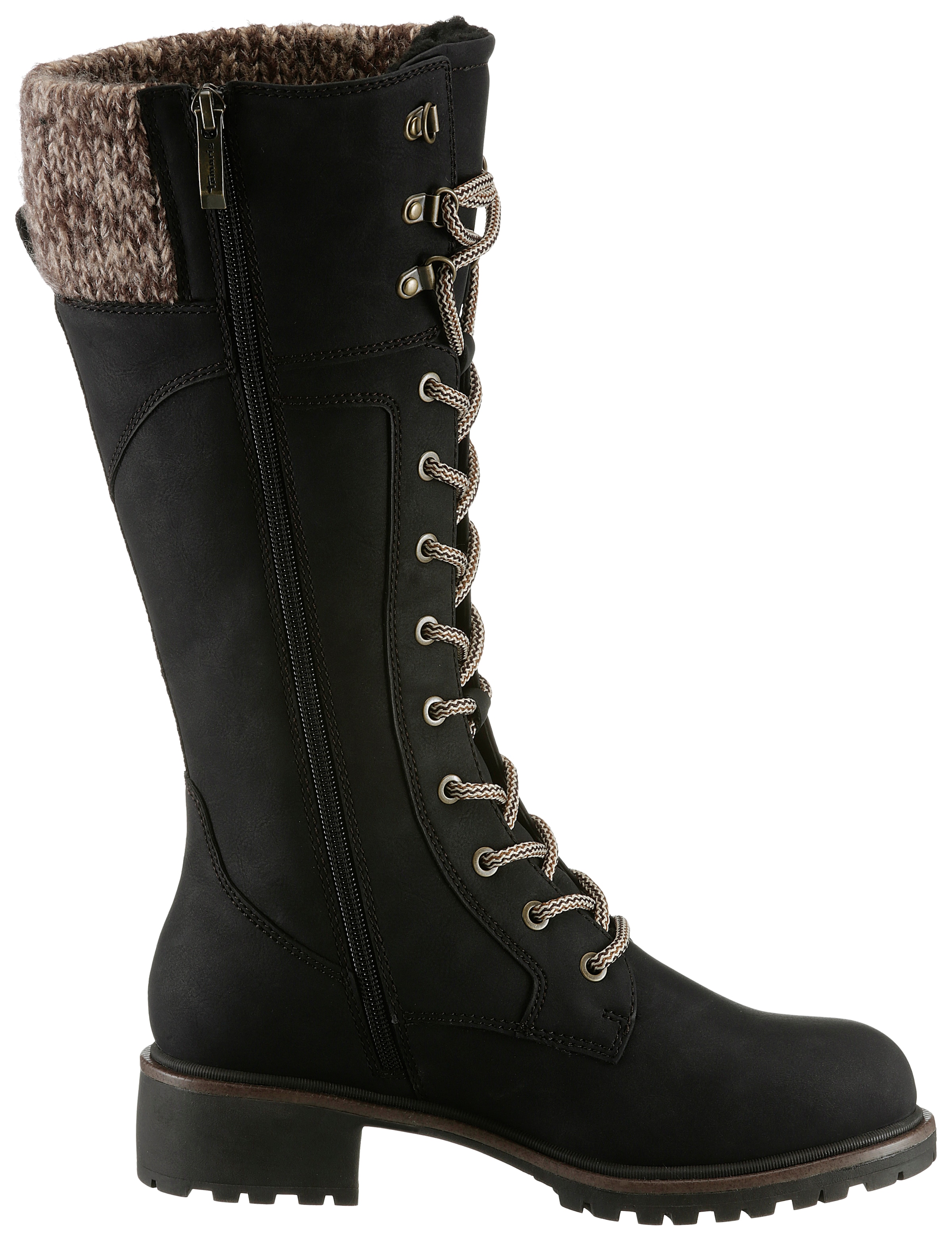 Tamaris Winterstiefel, Blockabsatz, Schnürstiefel, Langschaftstiefel, vegane Verarbeitung