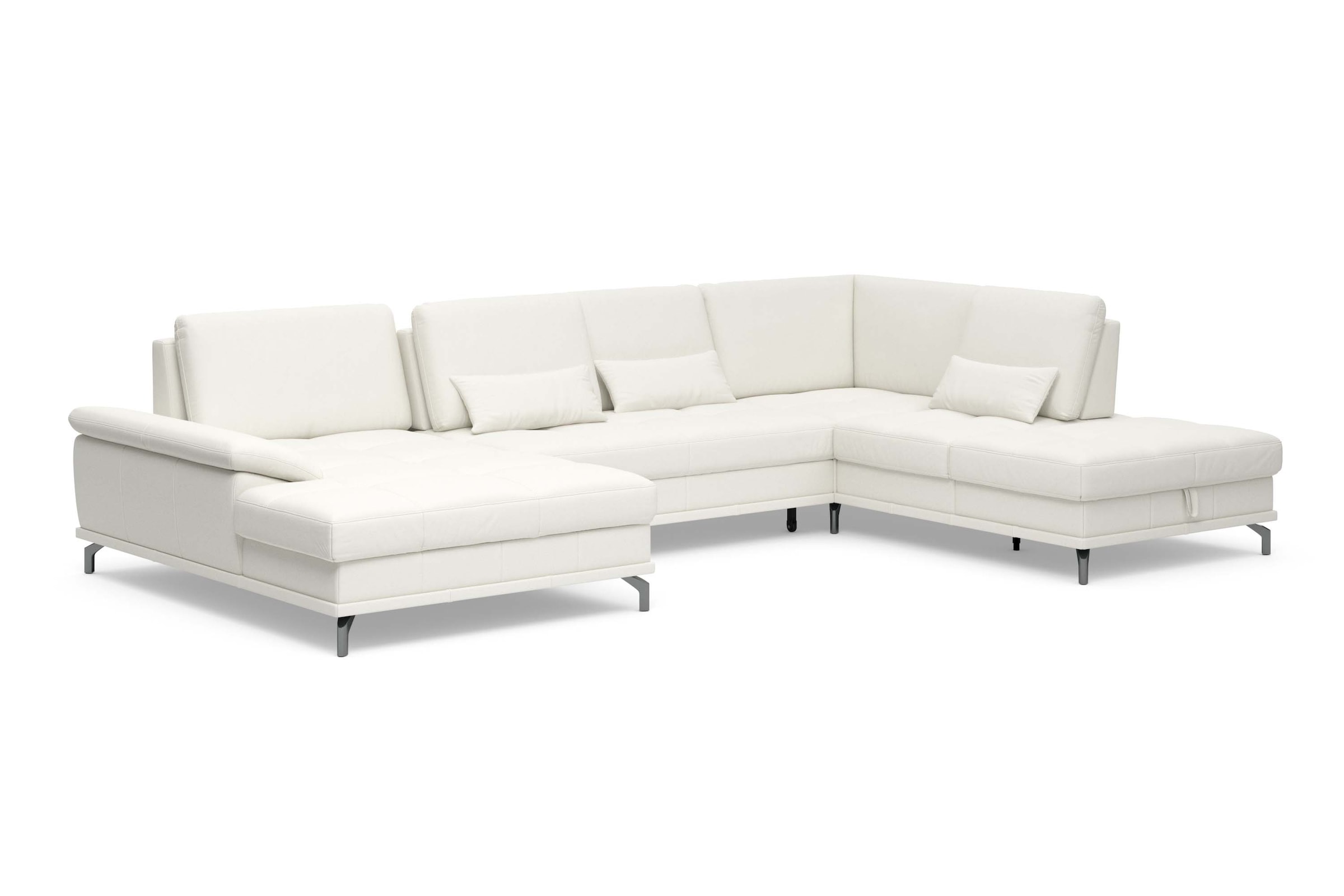 Places of Style Wohnlandschaft »Costello U-Form, mit Sitztiefenverstellung, Armteilverstellung und«, 3 Nierenkissen, optional Bettfunktion und Bettkasten