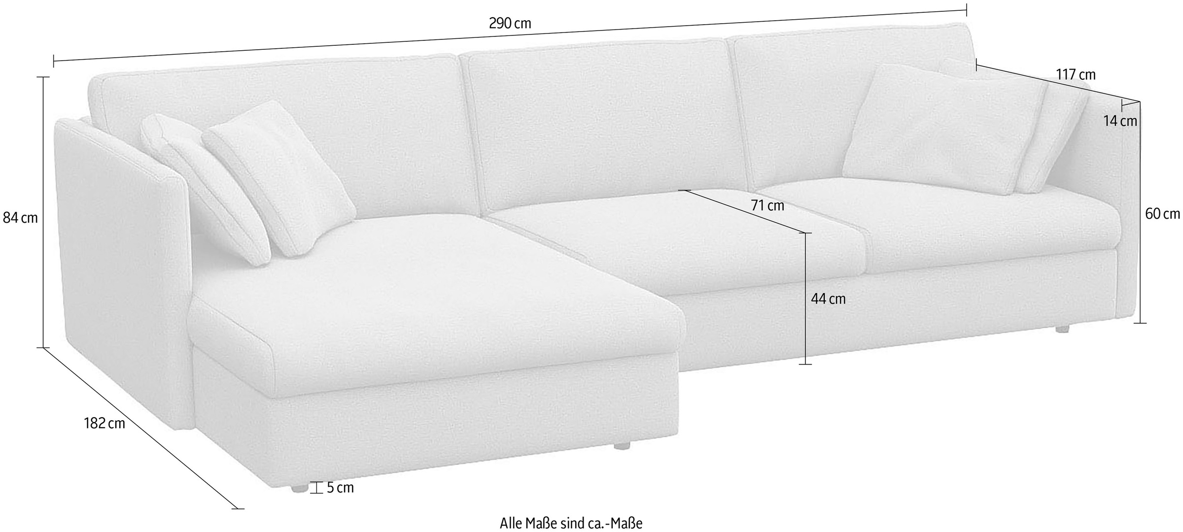 FLEXLUX Ecksofa »Lovane« Weich & anschmiegsam, große Sitztiefe auf Kaltschaum, Dekokissen inkl.