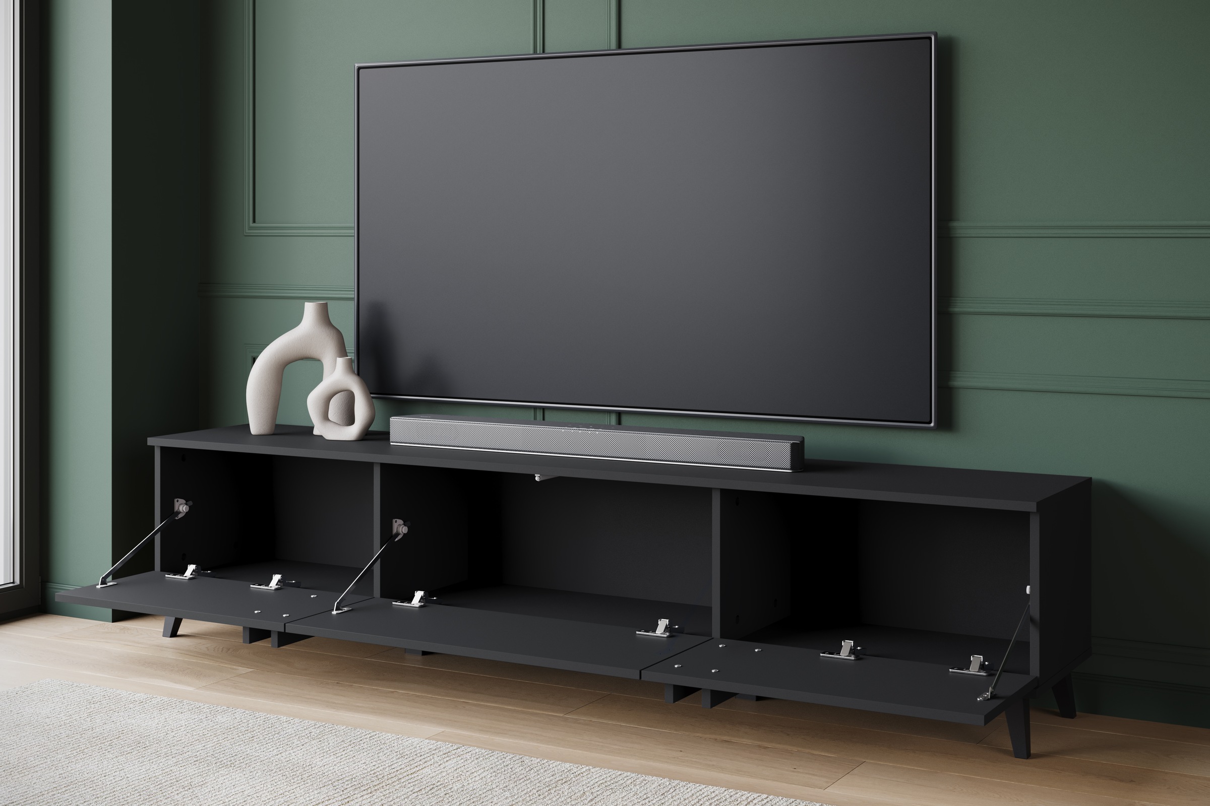 INOSIGN Lowboard »Helsinki, TV-Kommode Breite 180cm«, (1 St.), modernes Design, 3 Klapptüren