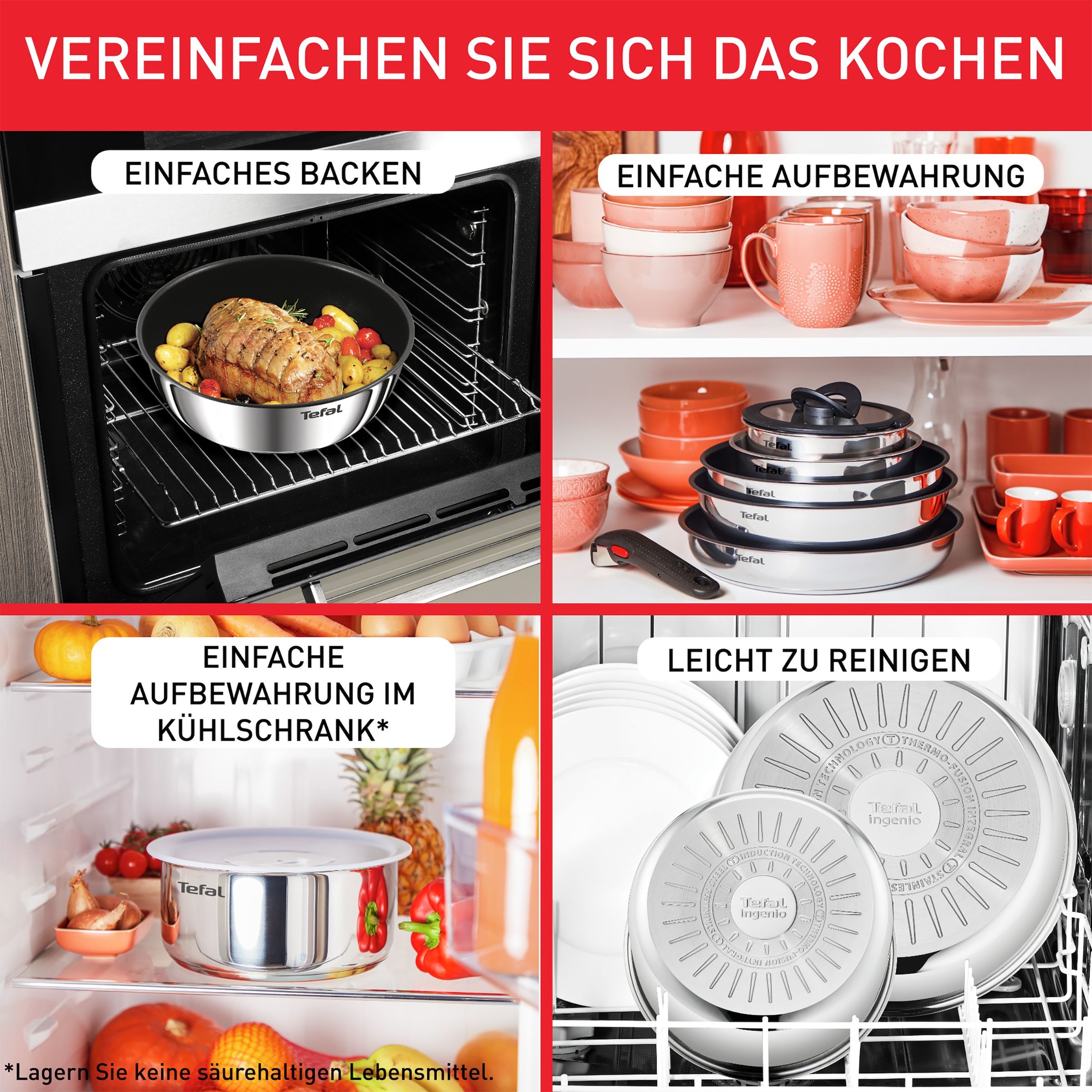 Tefal Topf-Set »Ingenio Emotion« Set, 5 Stk. tlg. Edelstahl