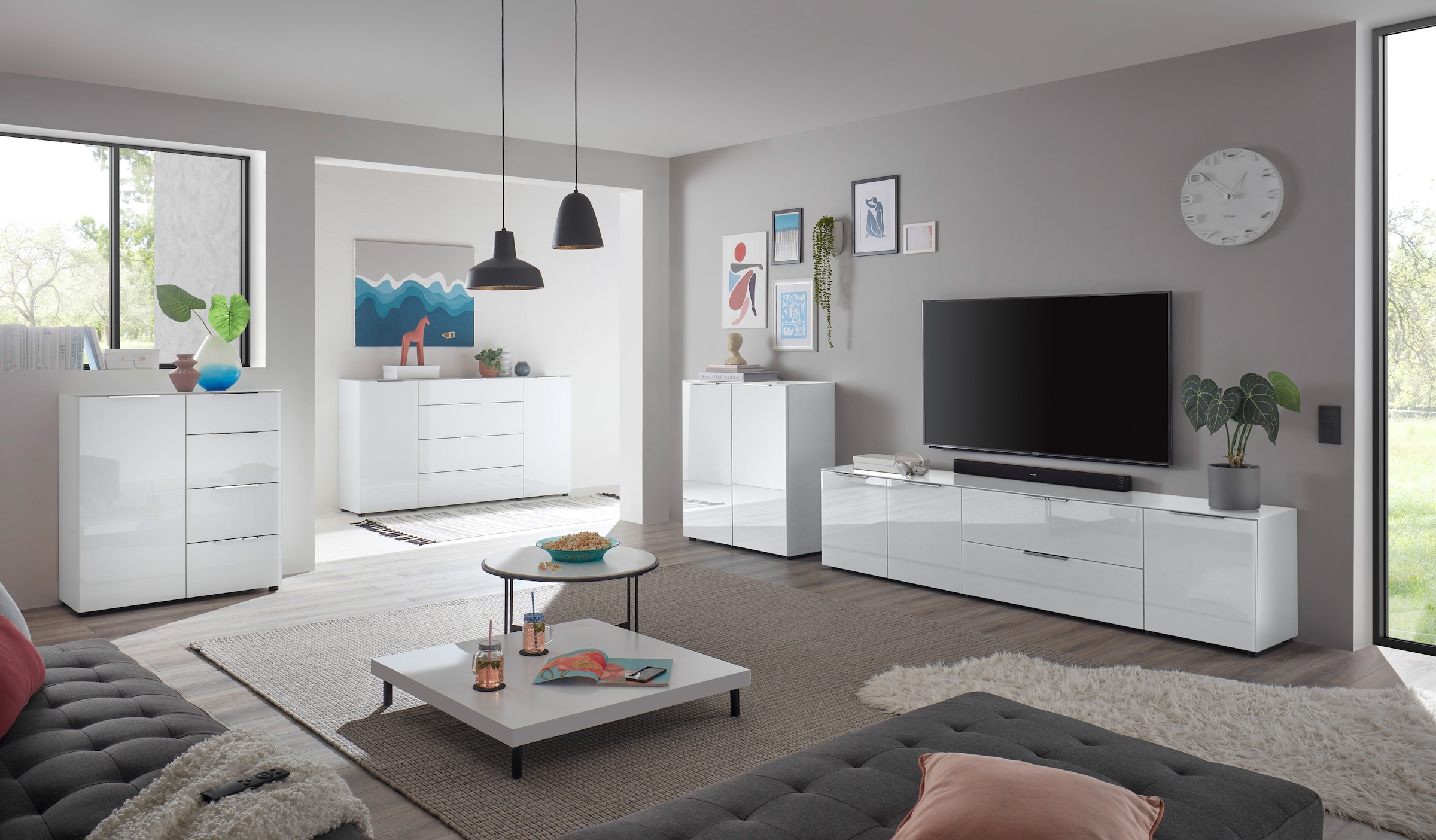 HBZ Kommode »Santorin, BxHxT 180x99x40 cm«, (1 St.), Breite 180cm, Softclose für Türen und Schubkästen, Melaminbeschichtung