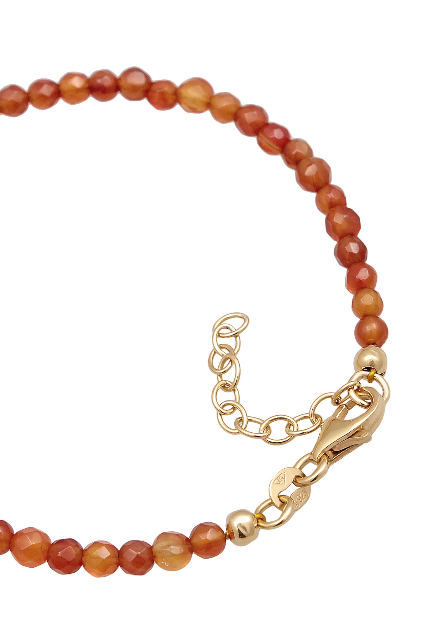 Elli Armkette »Armband Achat Kugeln Perlen Braun 925 Silber vergoldet«