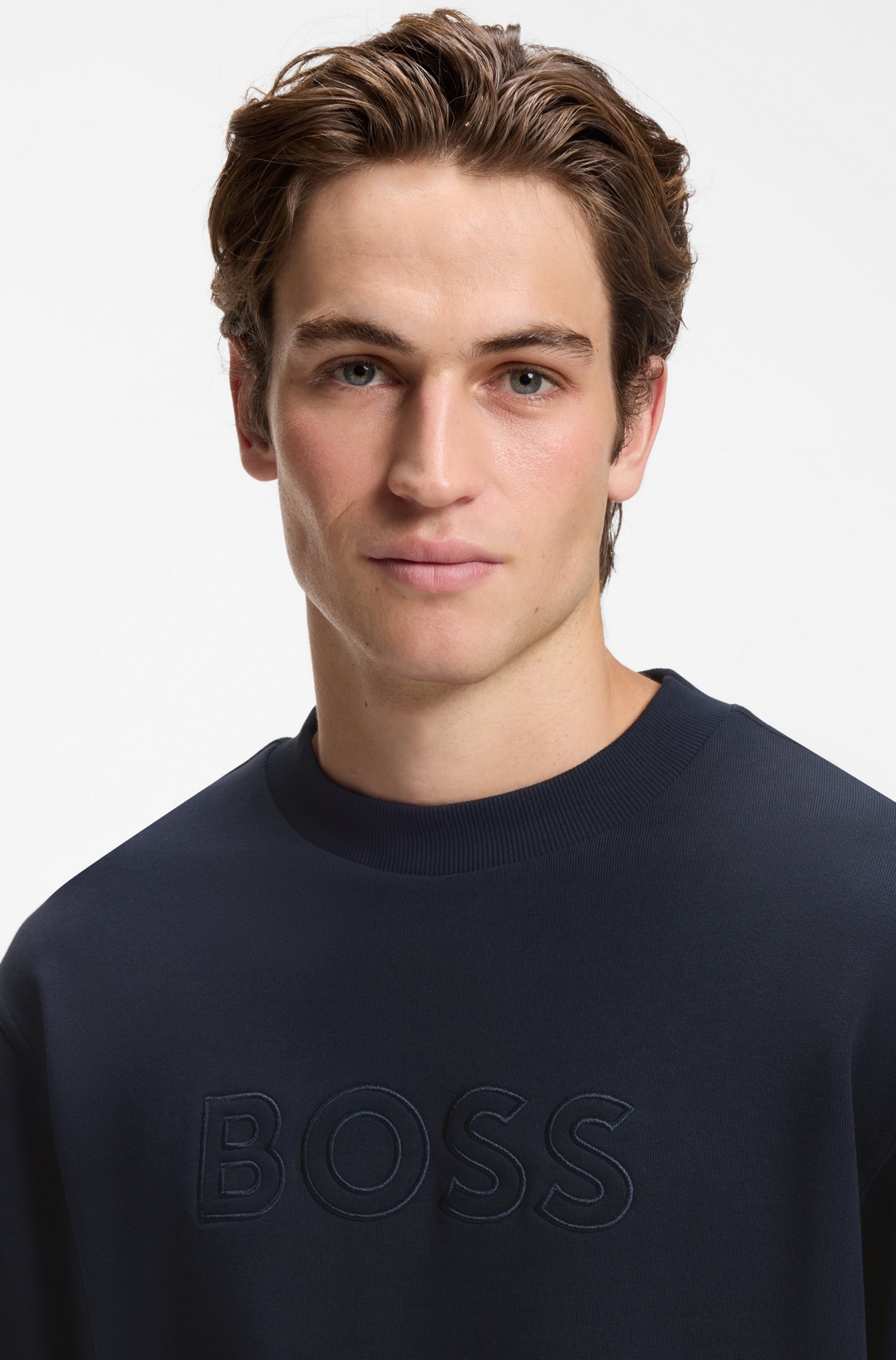 BOSS ORANGE Sweatshirt , Rundhalsausschnitt, Relaxed Fit, große Logo-Stickerei
