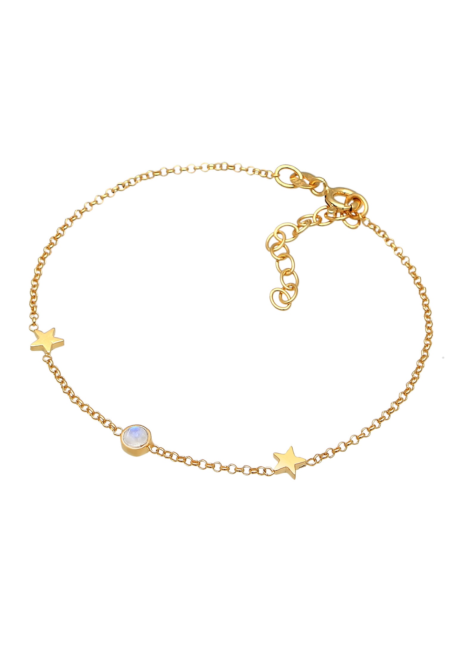 Elli Armkette »Armband Stern Mondstein Astro 925 Silber vergoldet«