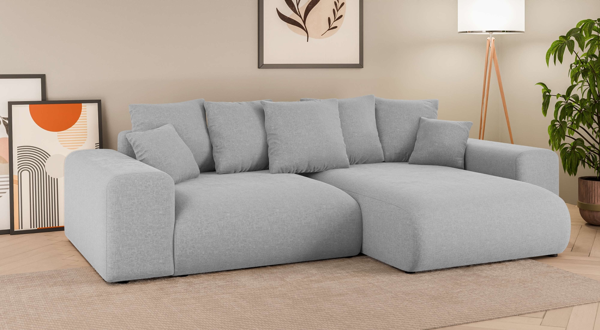 INOSIGN Ecksofa »LAKESIDE mit Bettfunktion und Bettkasten, B/T/H 257/166/84 cm«, L-Form, Recamiere beidseitig montierbar, Wellenunterfederung