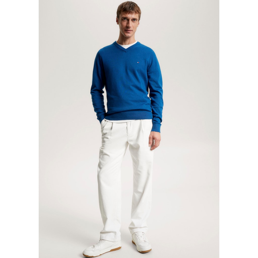 Tommy Hilfiger V-Ausschnitt-Pullover »PIMA ORG CTN CASHMERE V NECK«