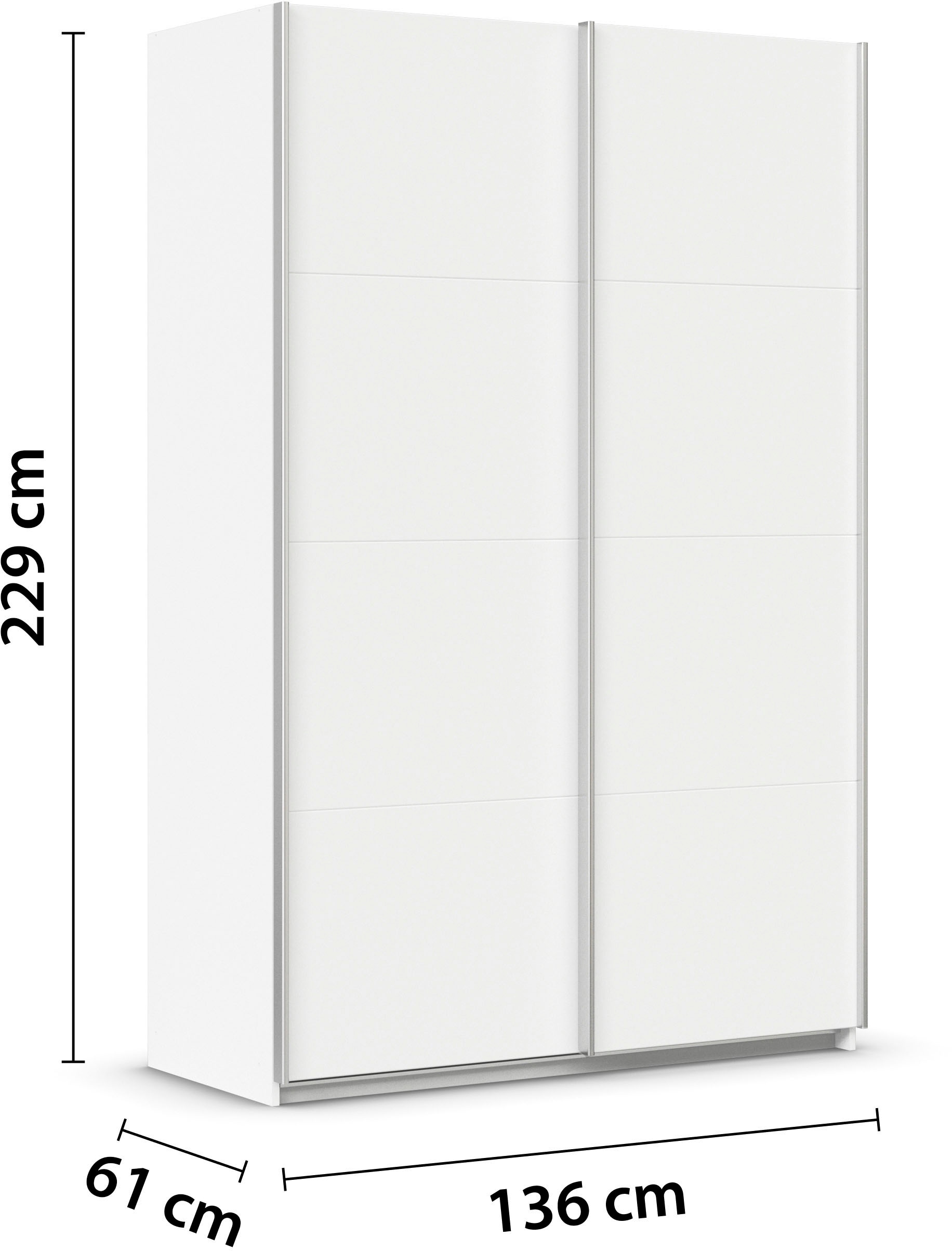 INOSIGN BY RAUCH Schwebetürenschrank »Kleiderschrank Schrank Garderobe Schlafzimmerschrank THANOS«, (in 3 verschiedenen Ausstattungen BASIC/CLASSIC/PREMIUM), Optional mit Spiegel, Metall-Griffleisten alufarben MADE IN GERMANY