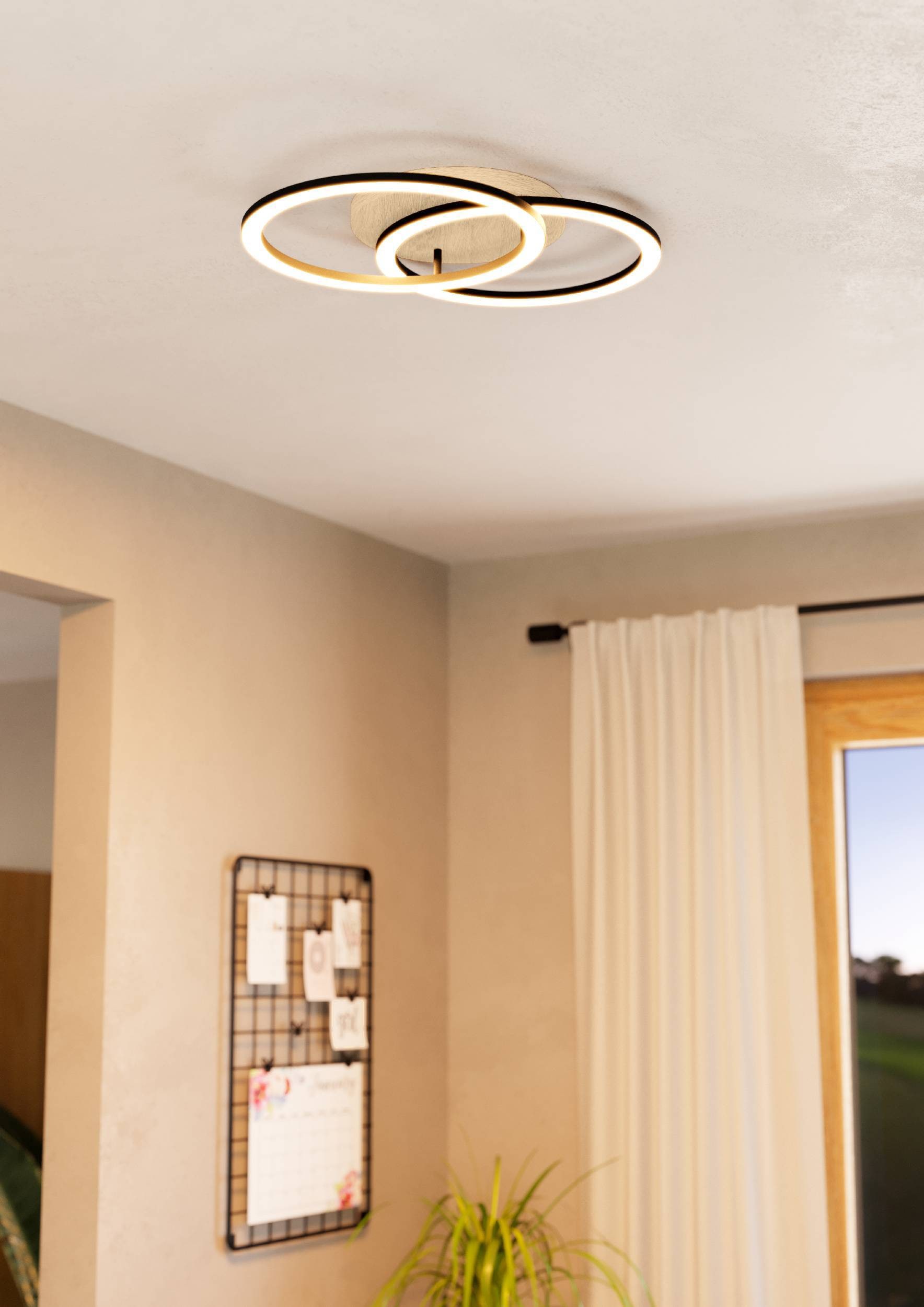 EGLO Deckenleuchte »Lomaltas-z Deckenlampe, ZigBee, App und Sprachsteuerung, Flurlampe« LED-Modul 1 Stk. Kaltweiß | Neutralweiß | Warmweiß Wand-/Deckenleuchte - L58 x B35 x H8,5cm - schwarz, braun - 4X8W inkl.