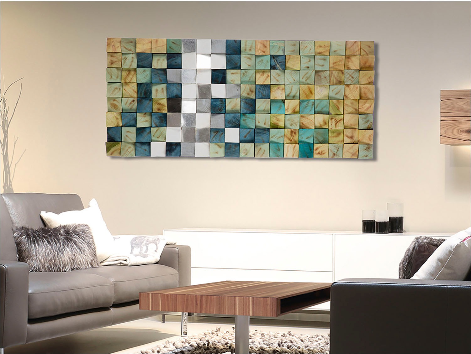 Casablanca By Gilde Holzbild »Yesil rechteckig« 1 Stk. tlg. in silberfarben, Größe B/H/T: 123,5 cm x 55 cm x 7,5 cm