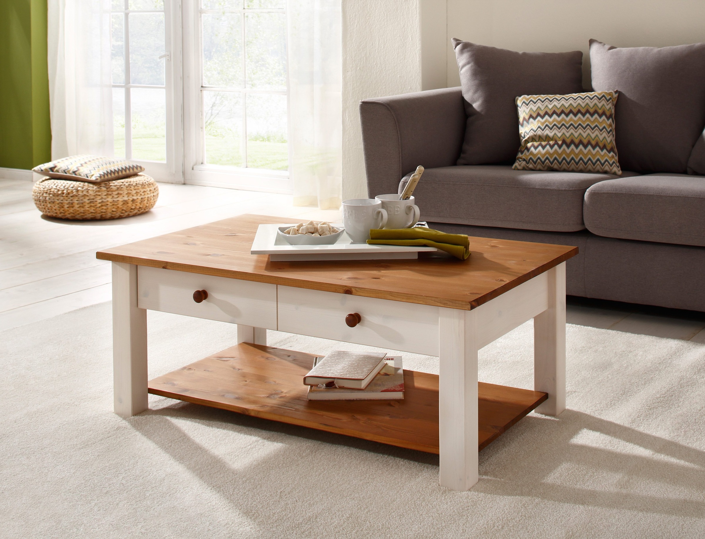 Home affaire Couchtisch »Chicago, TOPSELLER!«, (Couchtisch, Sofatisch), in zwei Größen, Landhausstil, zusätzlicher Stauraum