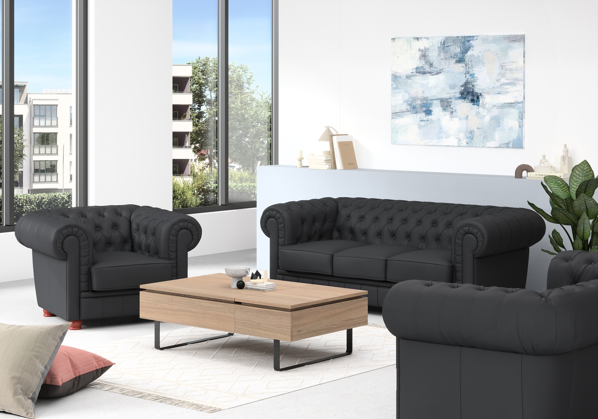 Max Winzer® Chesterfield-Sofa »Kent edel und bequem, tolle Detailverarbeitung, komfortable Armlehnen«, 3-Sitzer mit aufwendiger Knopfheftung, Breite 205 cm