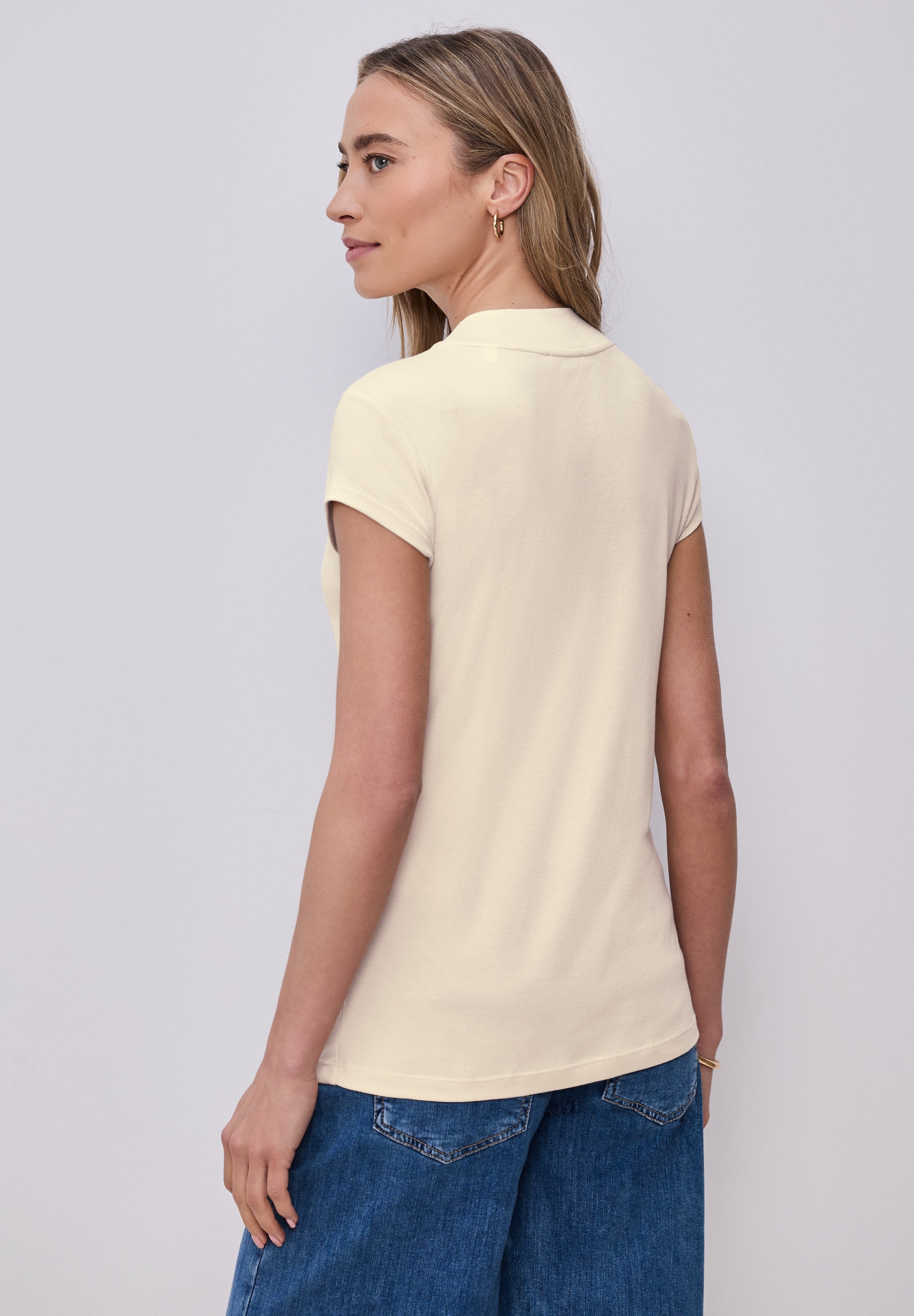 STREET ONE Kurzarmshirt Sommershirt mit Turtle Neck