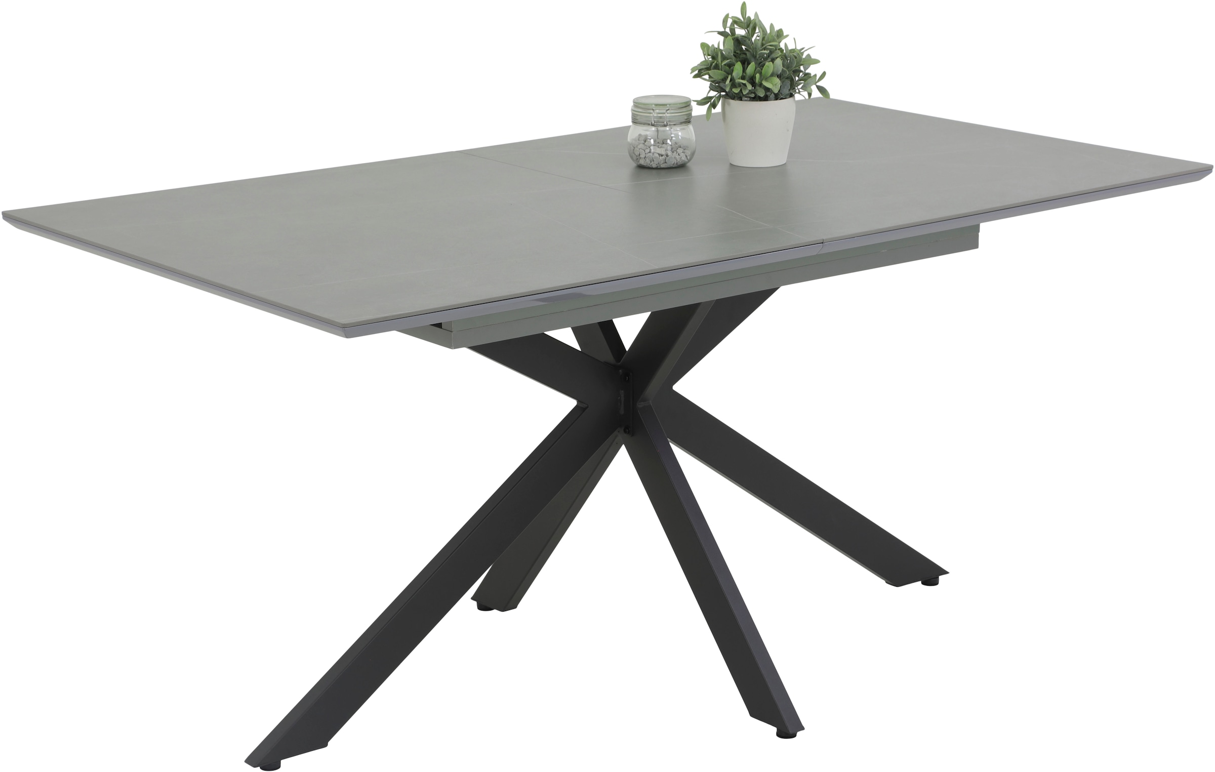 HELA Esstisch »CHIARA Ausziehtisch 160 - 200 cm mit pflegeleichter Steinoberfläche«, (1 St.), X-Gestell, Synchronauszug, elegante Schweizer Kante