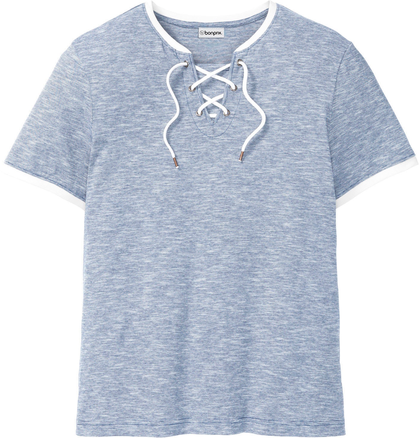 bonprix T-Shirt »T-Shirt mit Schnürung aus Baumwolle« regular fit, Kurzarm-Design, mit Schnürung am Ausschnitt
