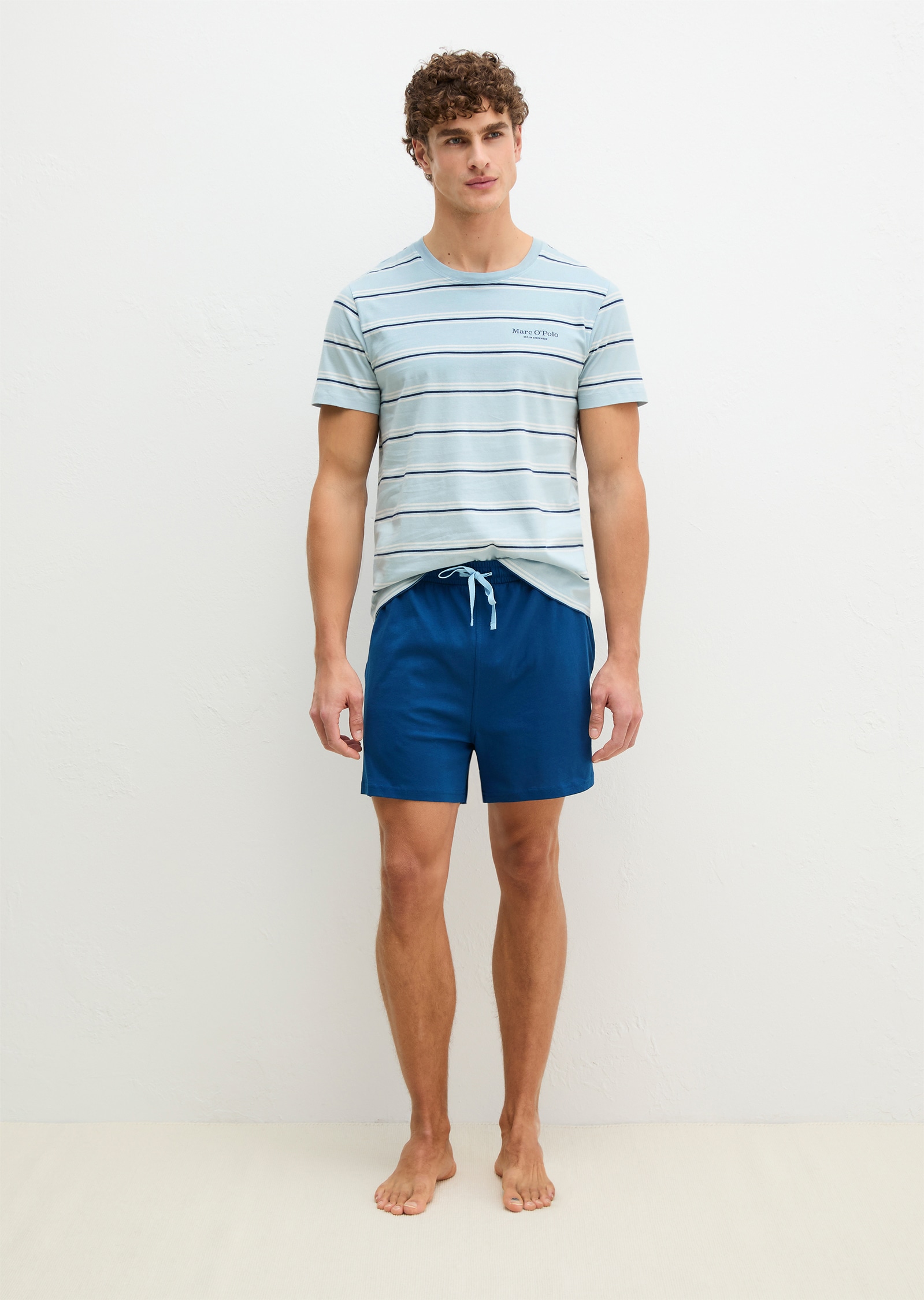 Marc O'Polo Shorty »Mix N Match Cotton« 2 tlg. mit kurzem Arm und Rundhalsausschnitt, Hose mit Gummizug und Bindeband