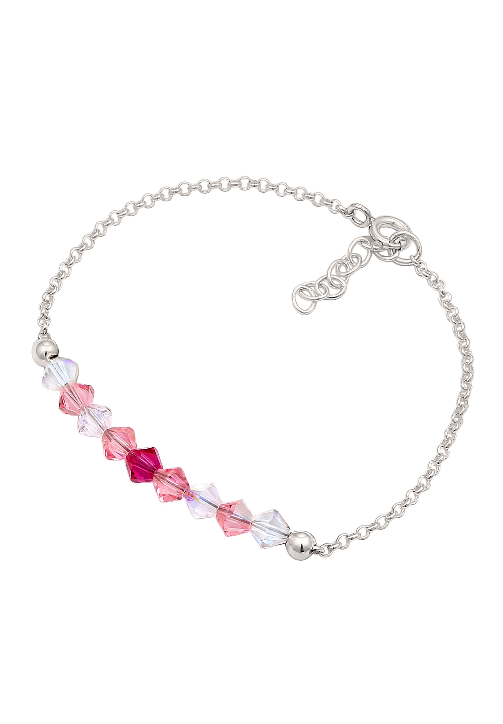 Elli Armkette »Armband Kinder Beads Rosa Kristalle 925 Silber«