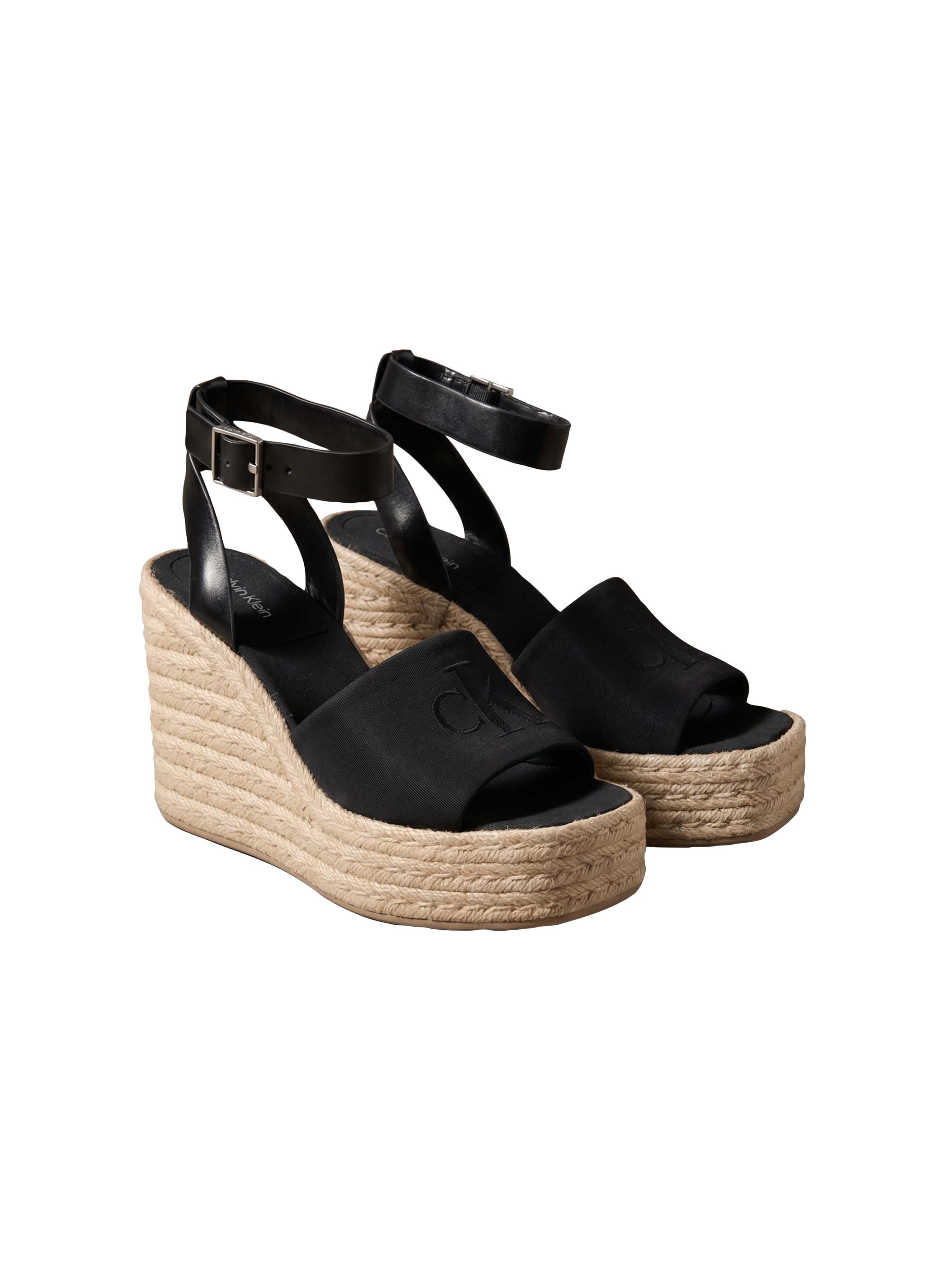 Calvin Klein Keilsandalette »WEDGE ESPAD 70 NEOPR MG«  Sommerschuh, Plateausandale, Keilabsatz, mit Bastbesatz