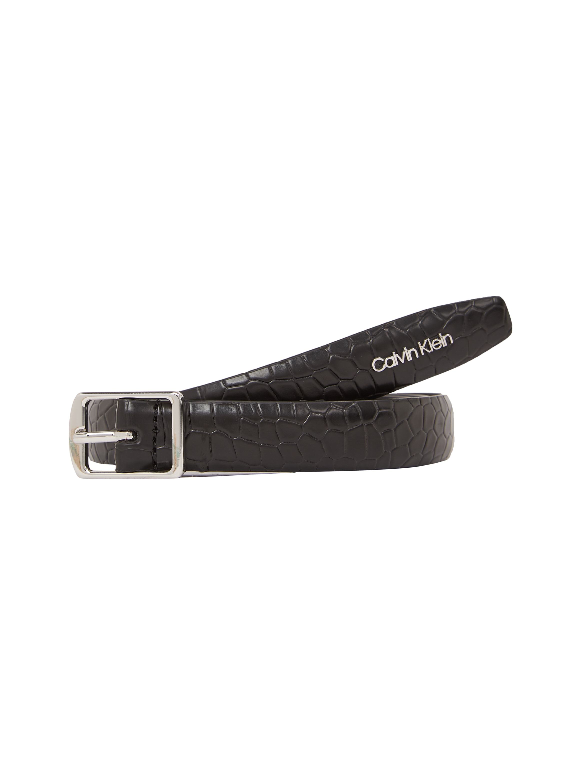 Calvin Klein Ledergürtel »SLIM SQR BUCKLE BELT 2.0_CROCO«, mit Logoschriftzug