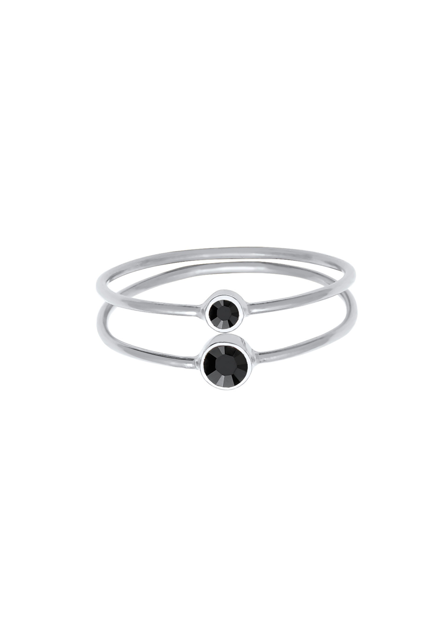 Elli Ring-Set »Ring Schwarz Kristalle (2 tlg) 925 Silber«