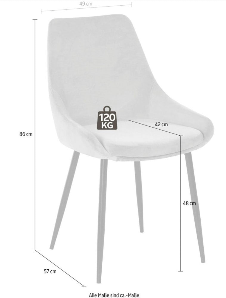INOSIGN Esszimmerstuhl »Niam, TOPSELLER!, OTTOs Choice«, Samtvelours, 2er Set, schwarze Metallbeine, pflegeleichter Samtvelours Bezug