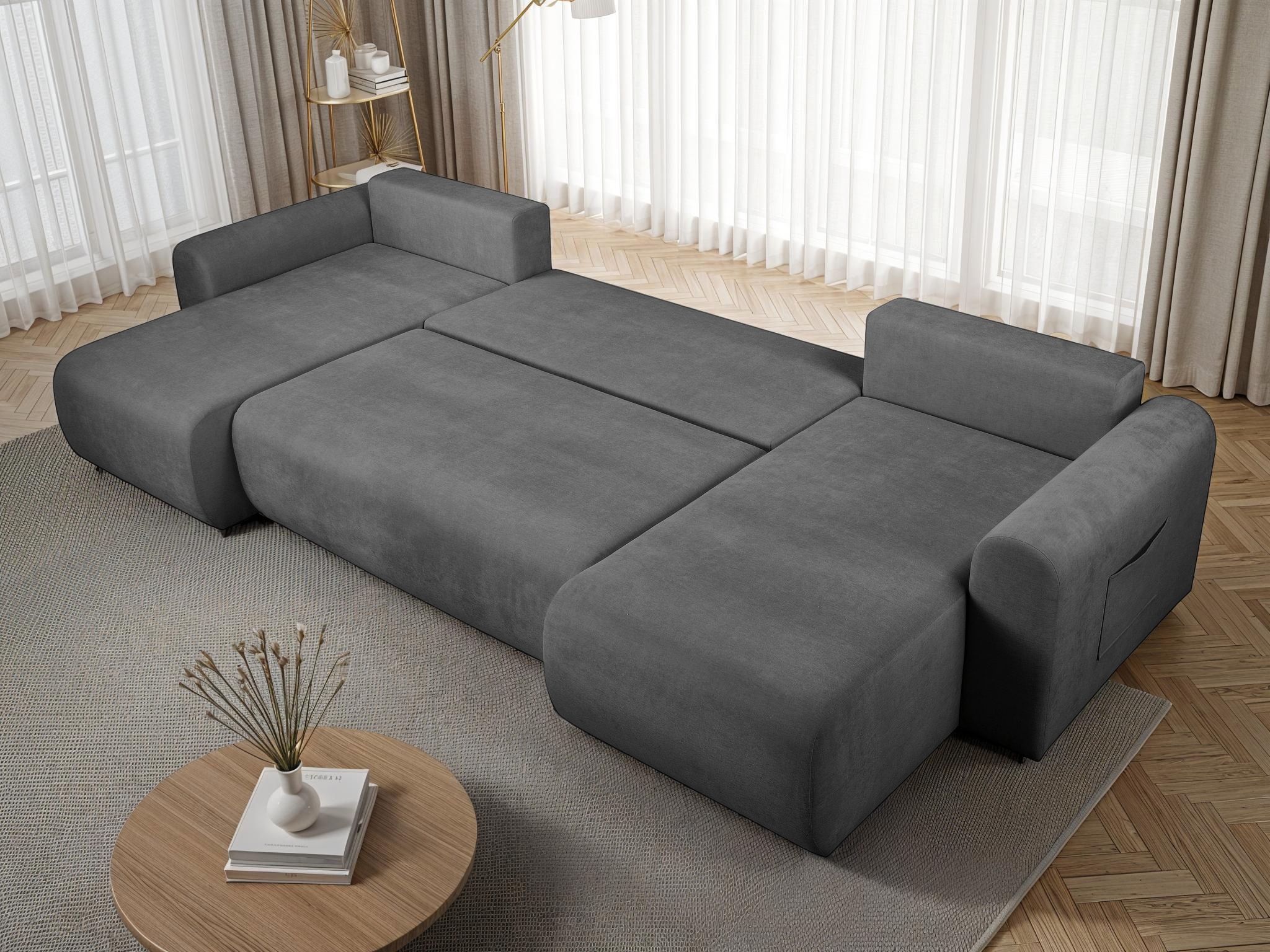 OTTO home Wohnlandschaft »JONAA Feinstruktur, U-Form, 311 cm. -OTTO. Verlässliche Qualität« Tonnentaschen-Federkern, Bettkasten, Schlafsofa (133/270)